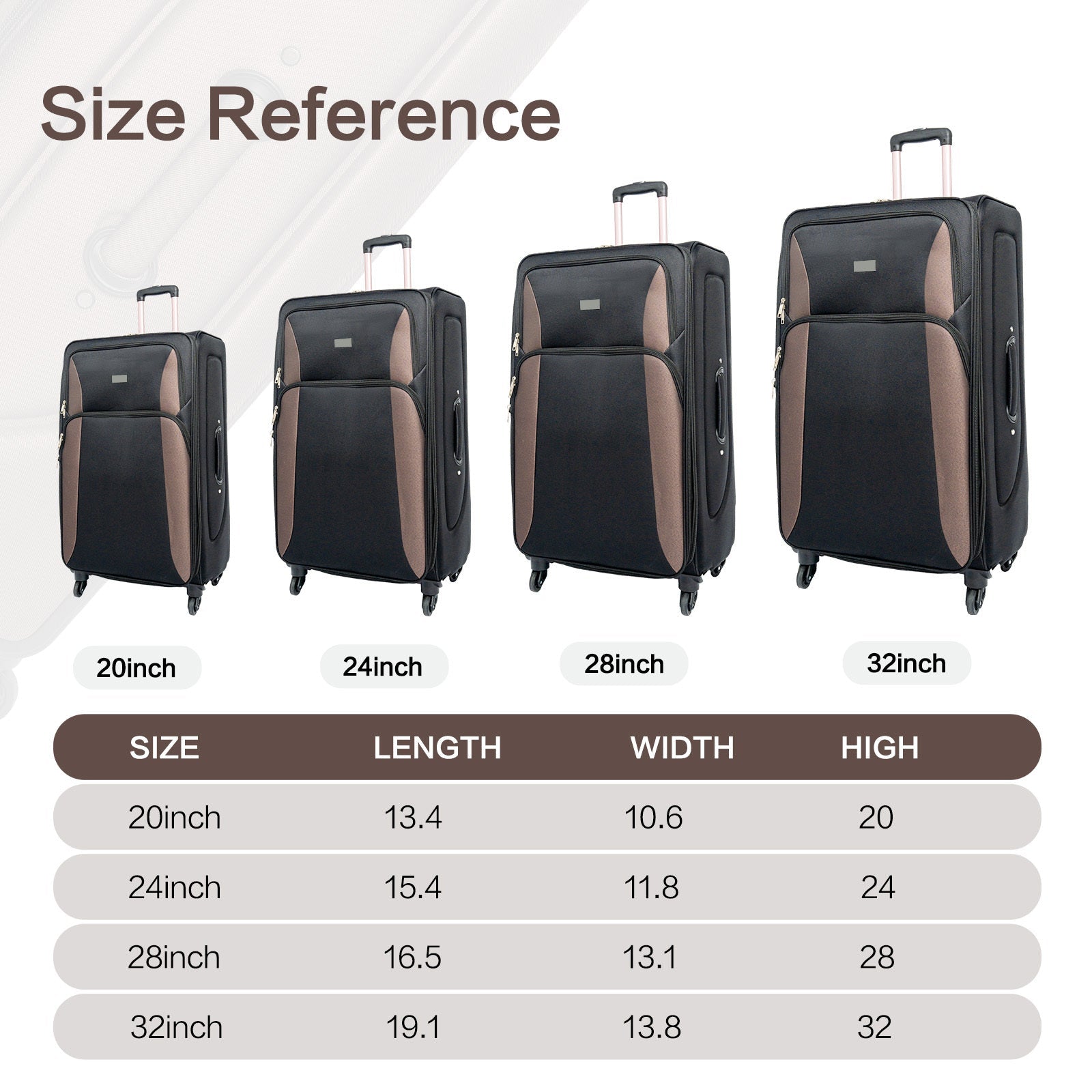 Black 4-Piece Luggage Set – 20”24”28”32”