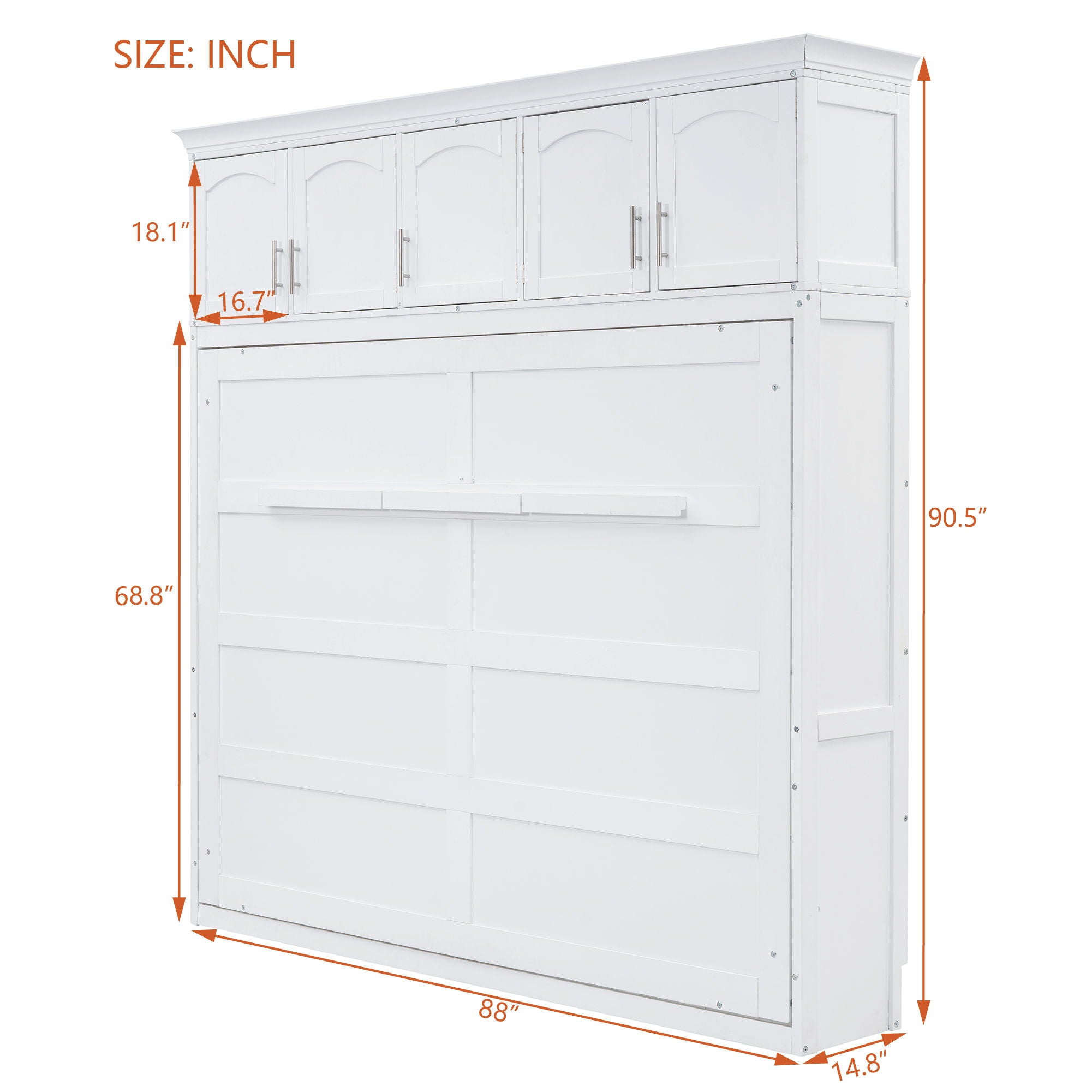 Murphy Modern Bed With Top Cabinets For Space Saving And Comfort