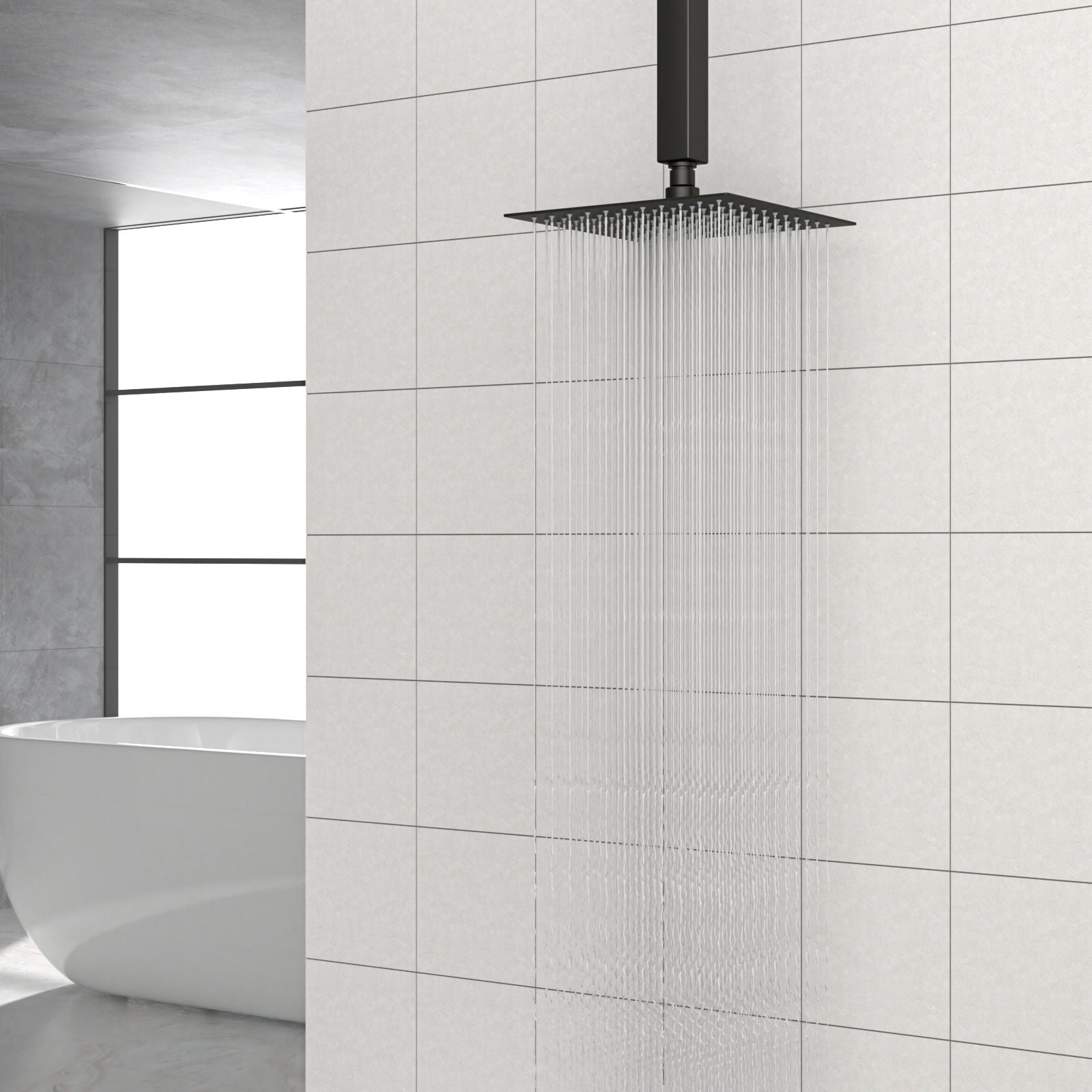 8" Square Rain Shower Head, Ceiling / Wall Mount Stainless Steel Bath Fixture