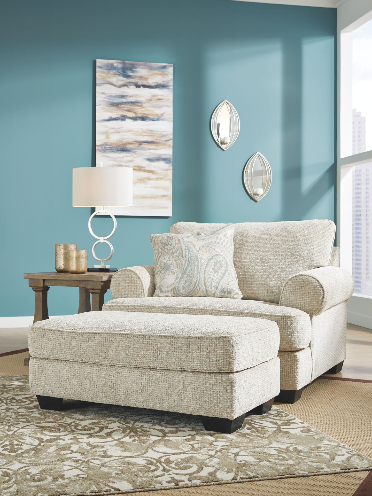 Monaghan - Chair and a Half - Sandstone - Best Buy Furniture