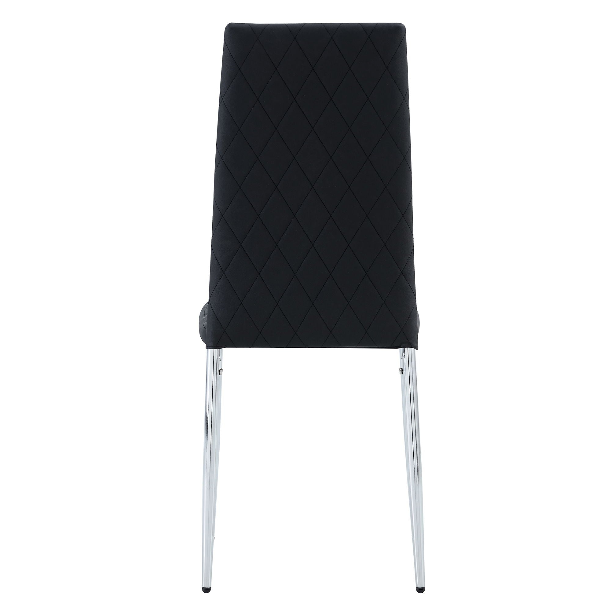 Modern Grid Armless High Backrest Dining Chair Set With Electroplated Metal Legs In Material 6 Piece - Black
