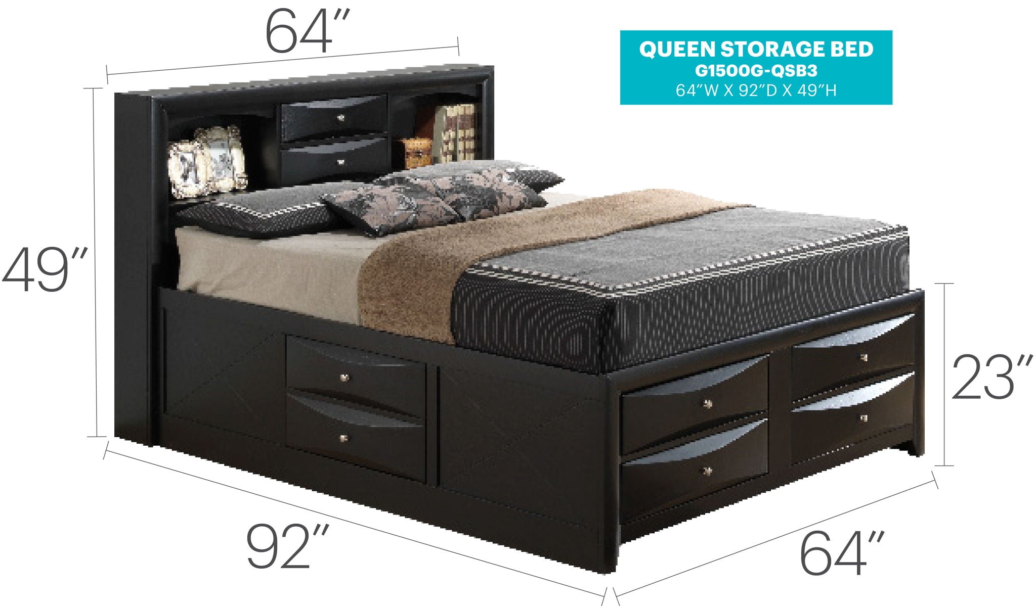 Marilla - Storage Bed With Bookcase Headboard