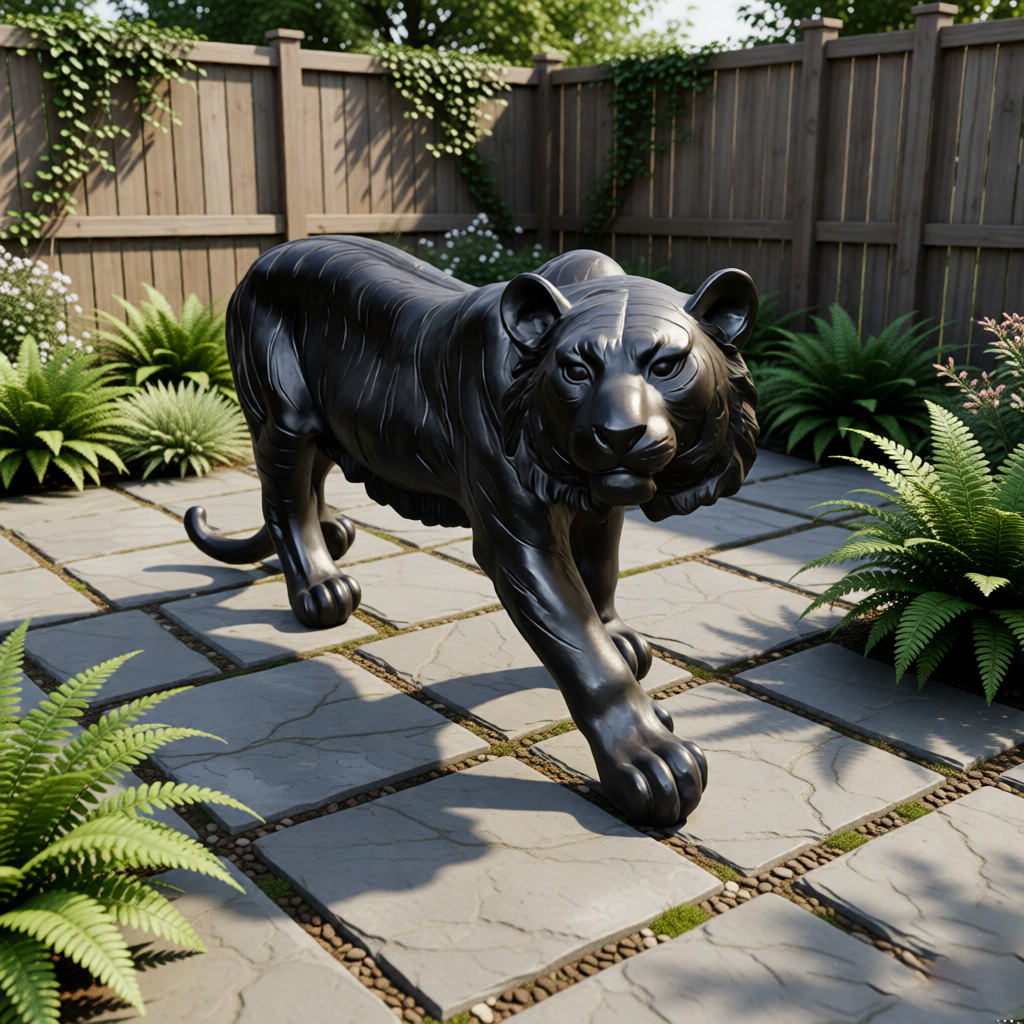15.75' H x 33.46' L x 7.87' W Simulated Black Tiger Resin Garden Statue