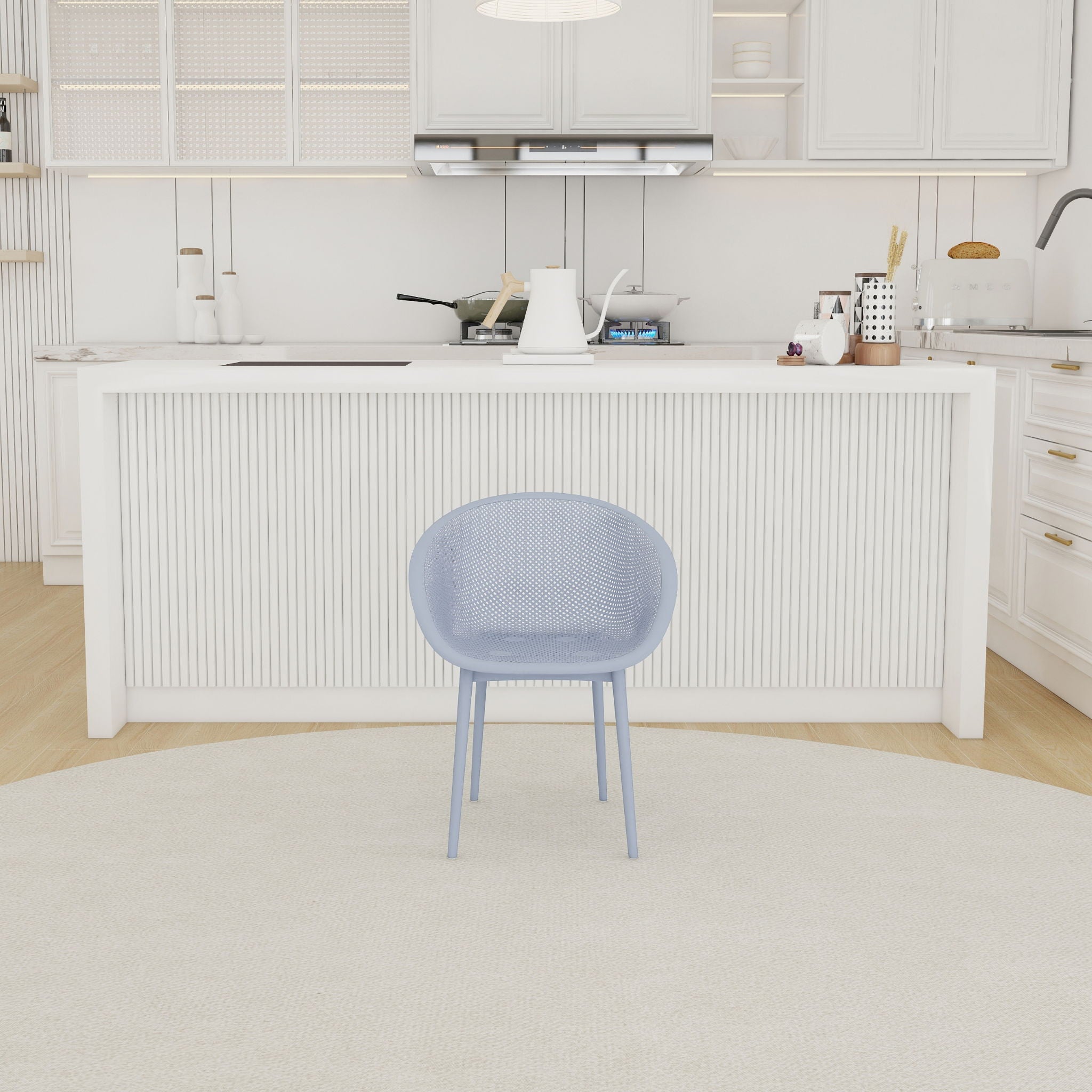 2 Piece Durable Single Chair With Mesh Hollow Out Design