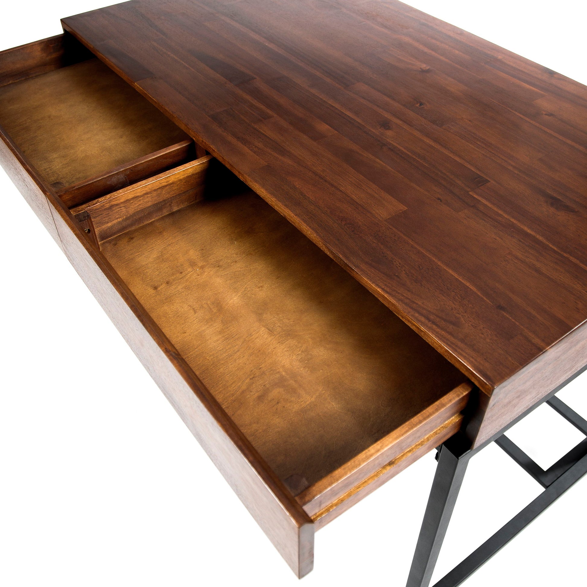 Industrial Style Storage Desk With Acacia Wood Top And Metal Legs - Oak - Best Buy Furniture
