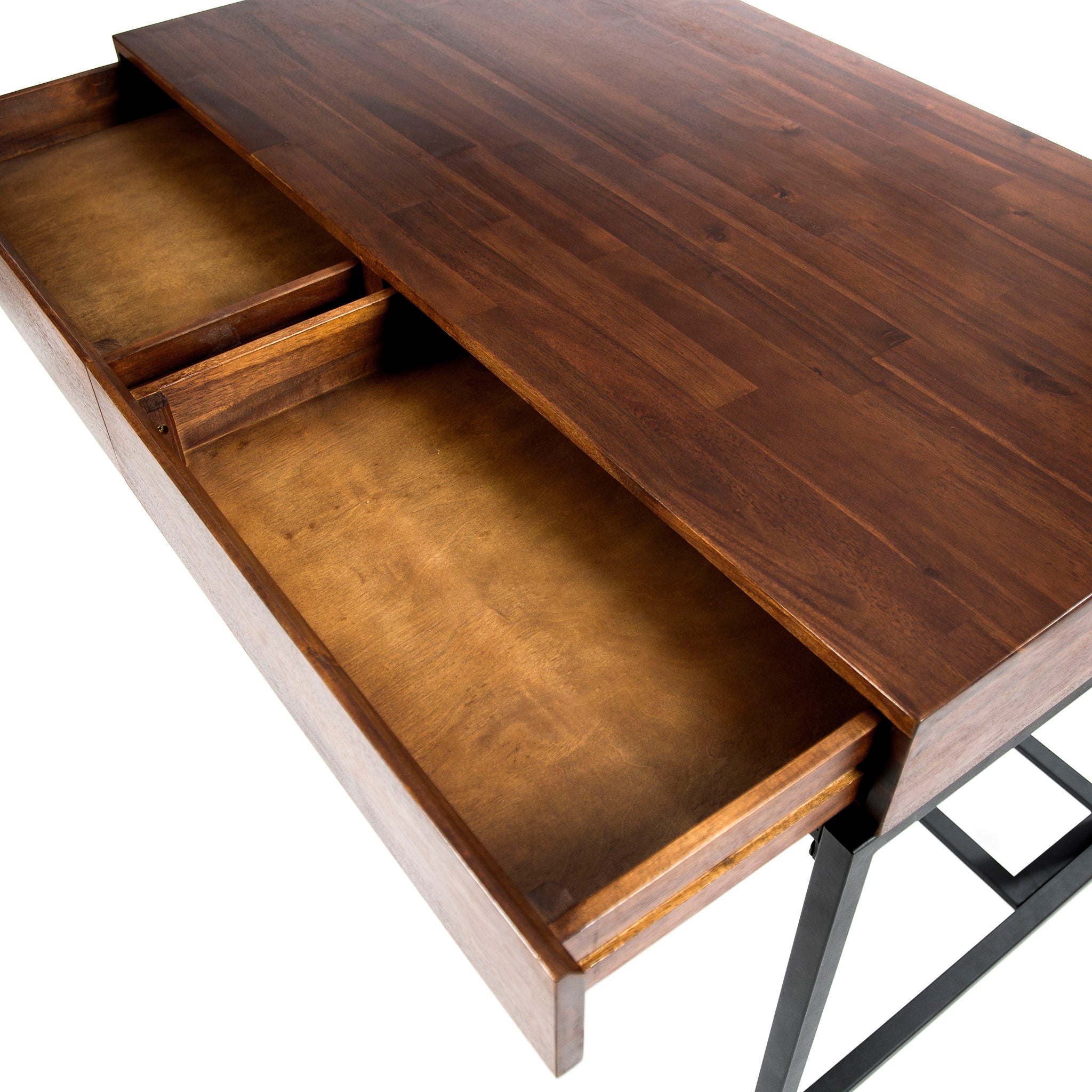 Industrial Style Storage Desk With Acacia Wood Top And Metal Legs - Oak - Best Buy Furniture