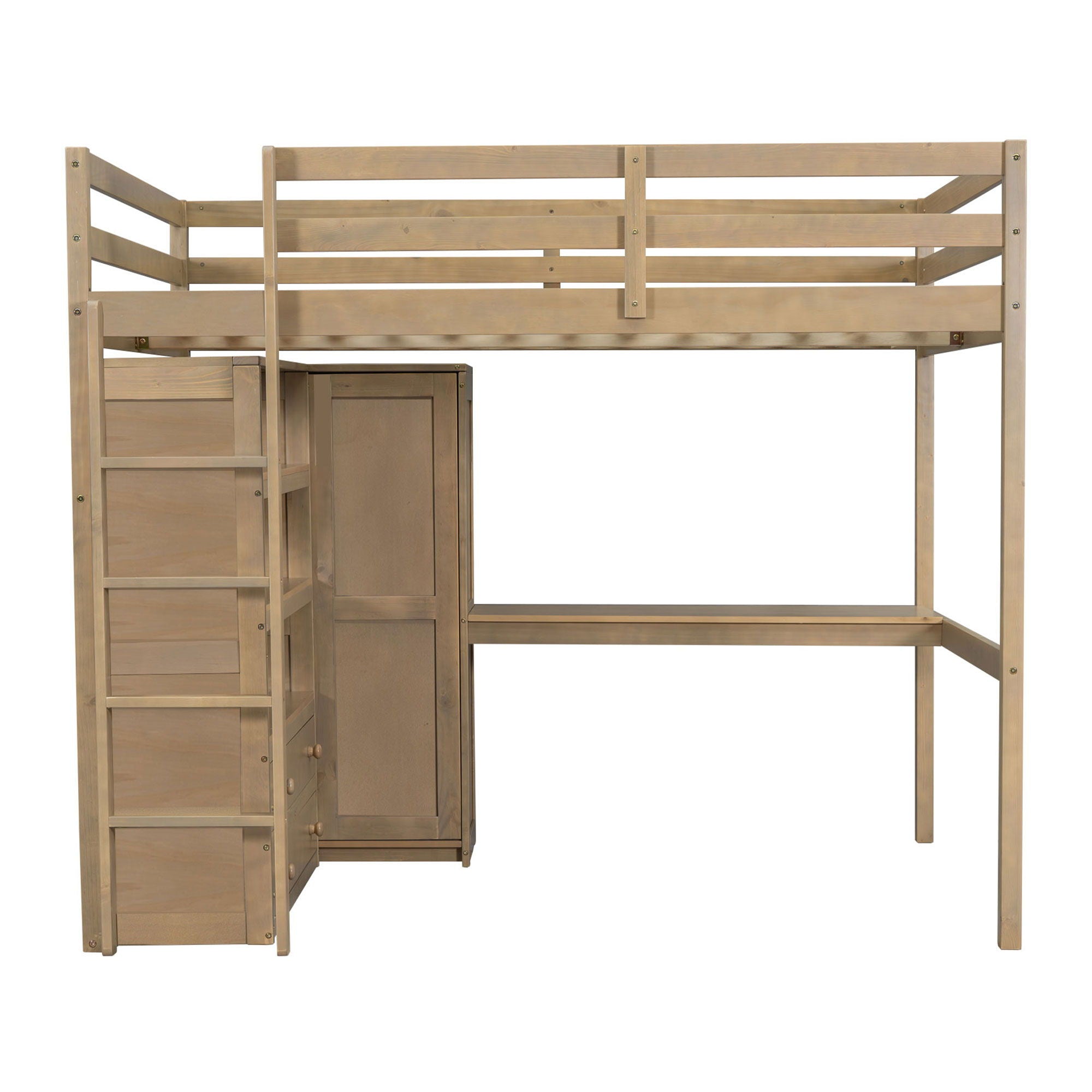 Loft Bed With Built In Wardrobe, Desk, Shelves And Drawers