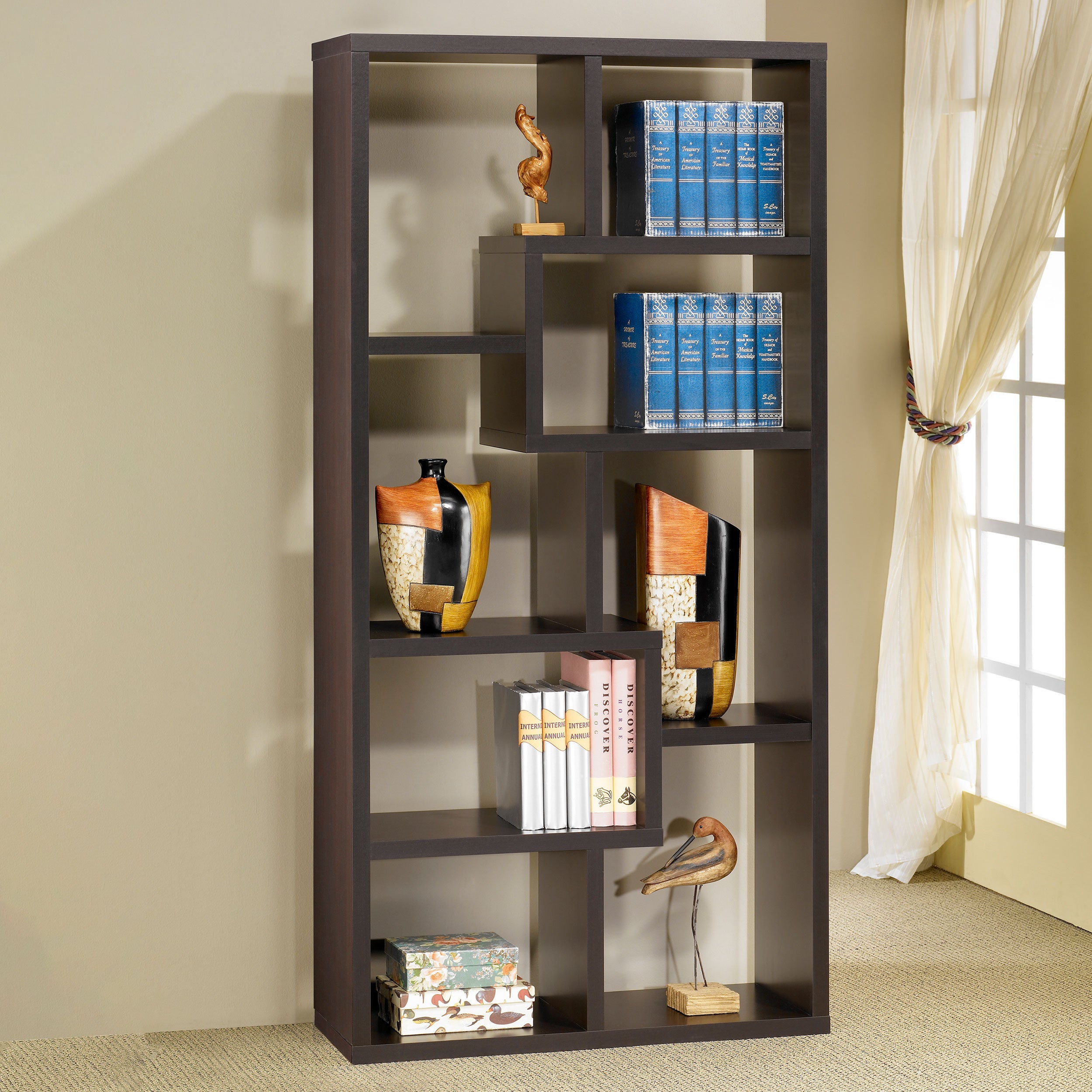 Theo 71-inch 6-shelf Bookshelf Cappuccino-CoasterEveryday
