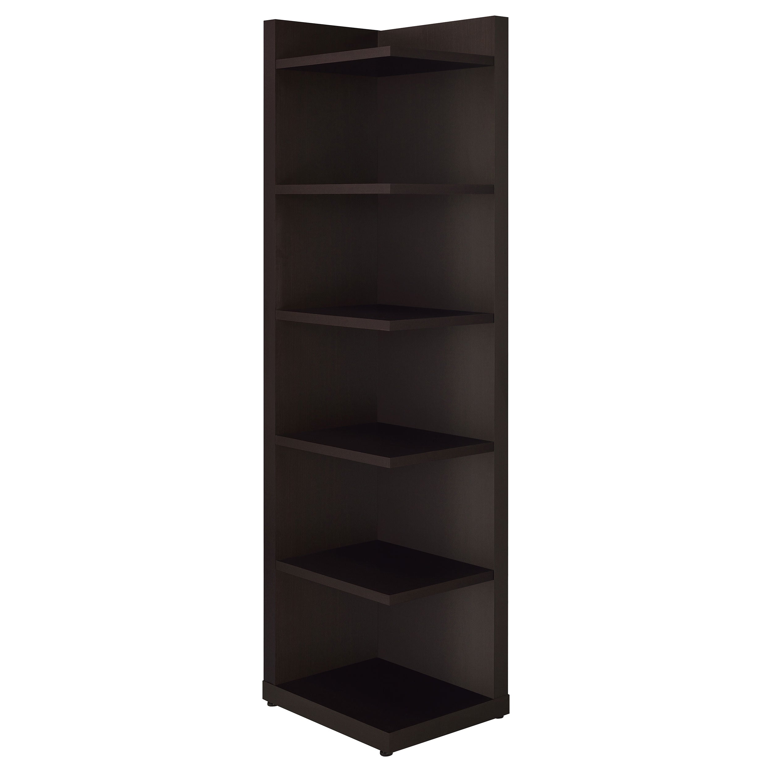 Alder 71-inch 6-shelf Corner Bookcase Cappuccino-CoasterEveryday