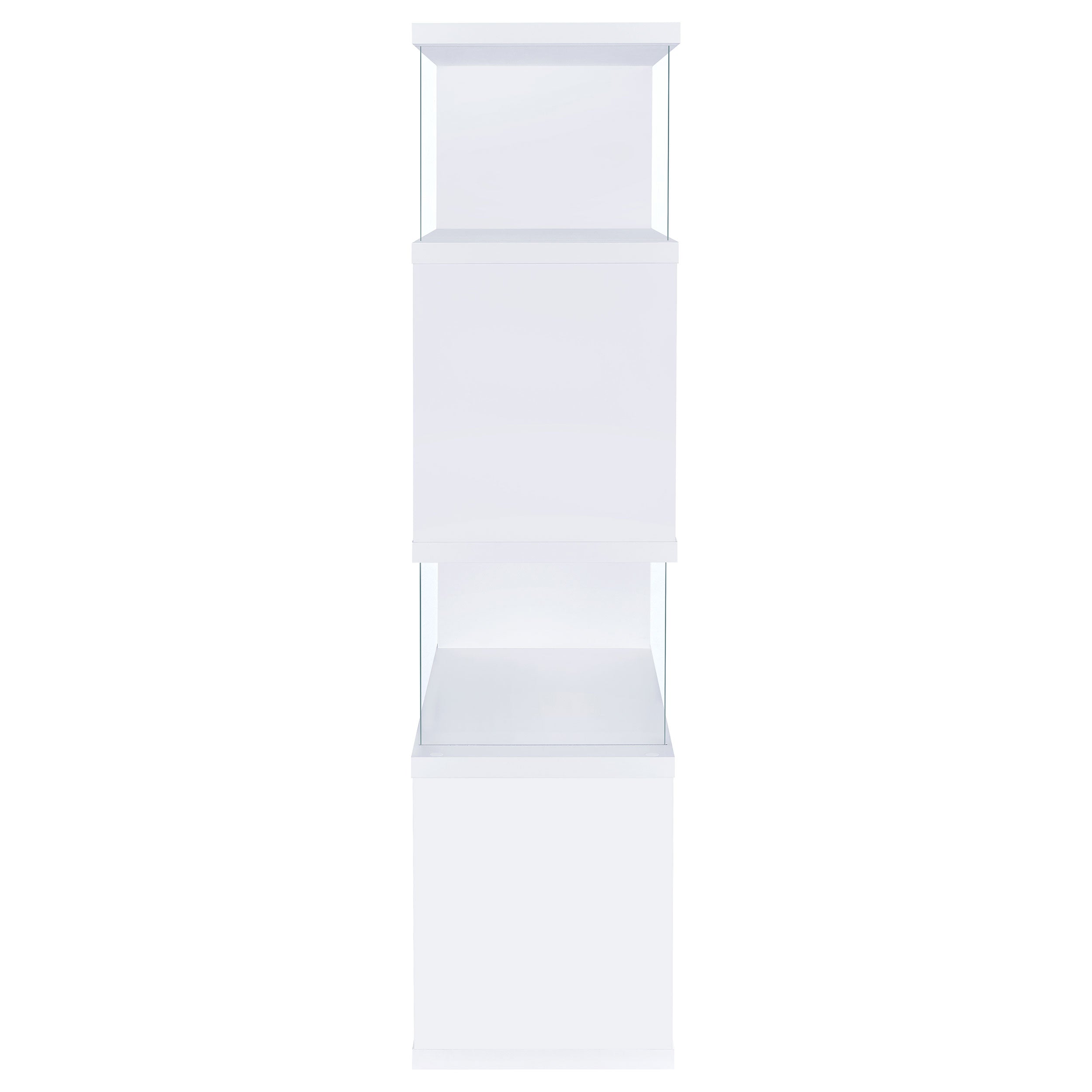 Emelle 63-inch 4-shelf Glass Panel Bookshelf White-CoasterEveryday