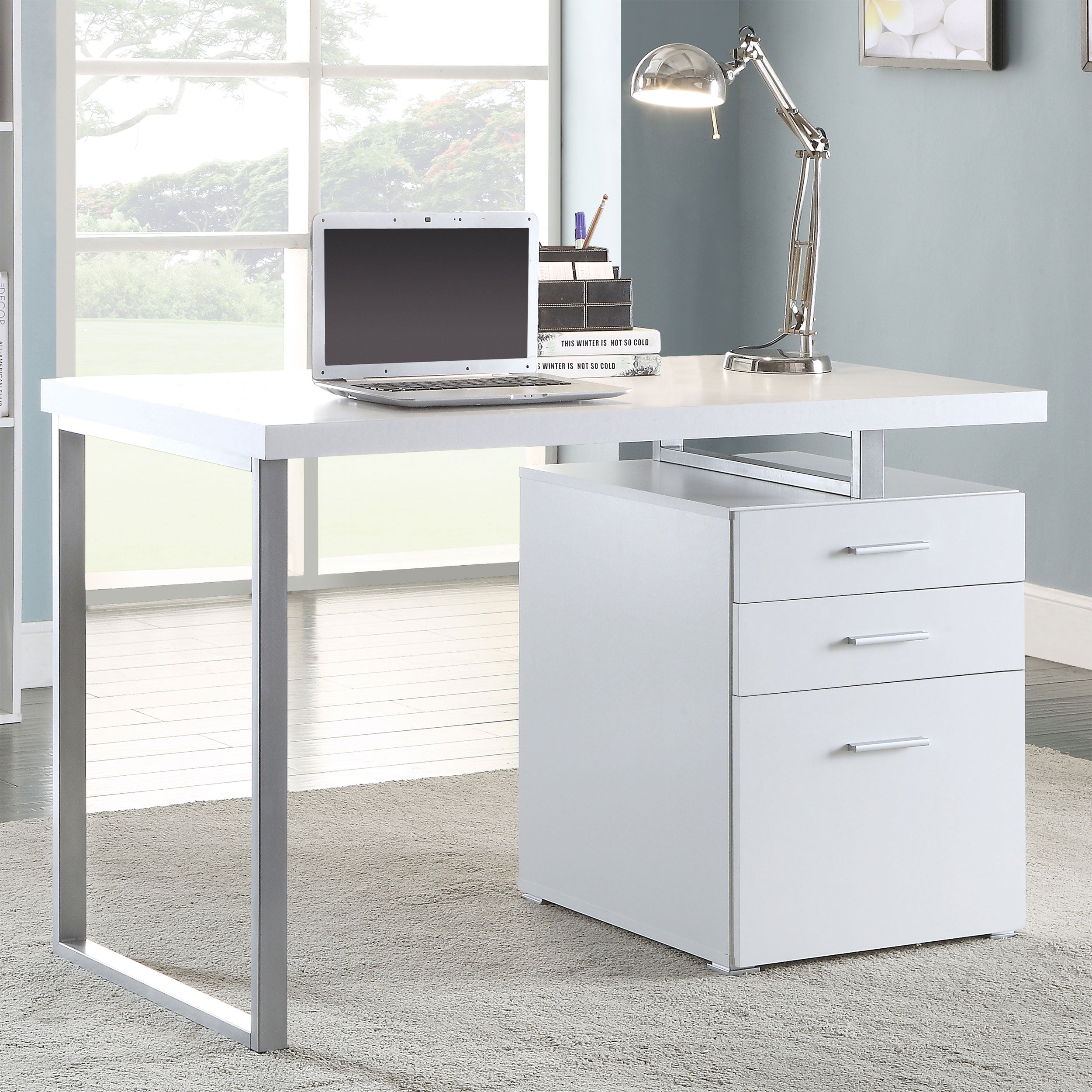 Brennan 47-inch 3-drawer Office Computer Desk White-CoasterEveryday