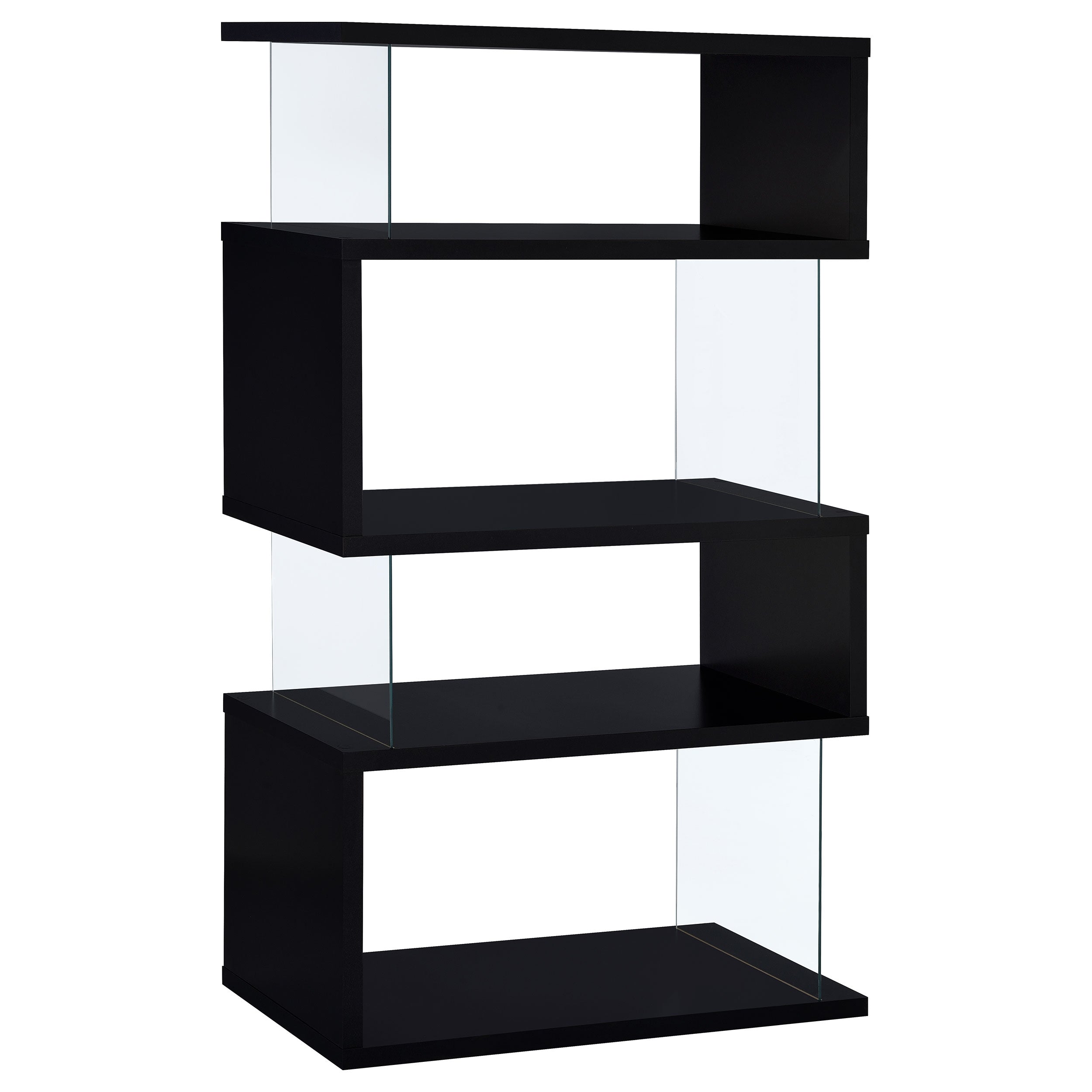 Emelle 63-inch 4-shelf Glass Panel Bookshelf Black-CoasterEveryday