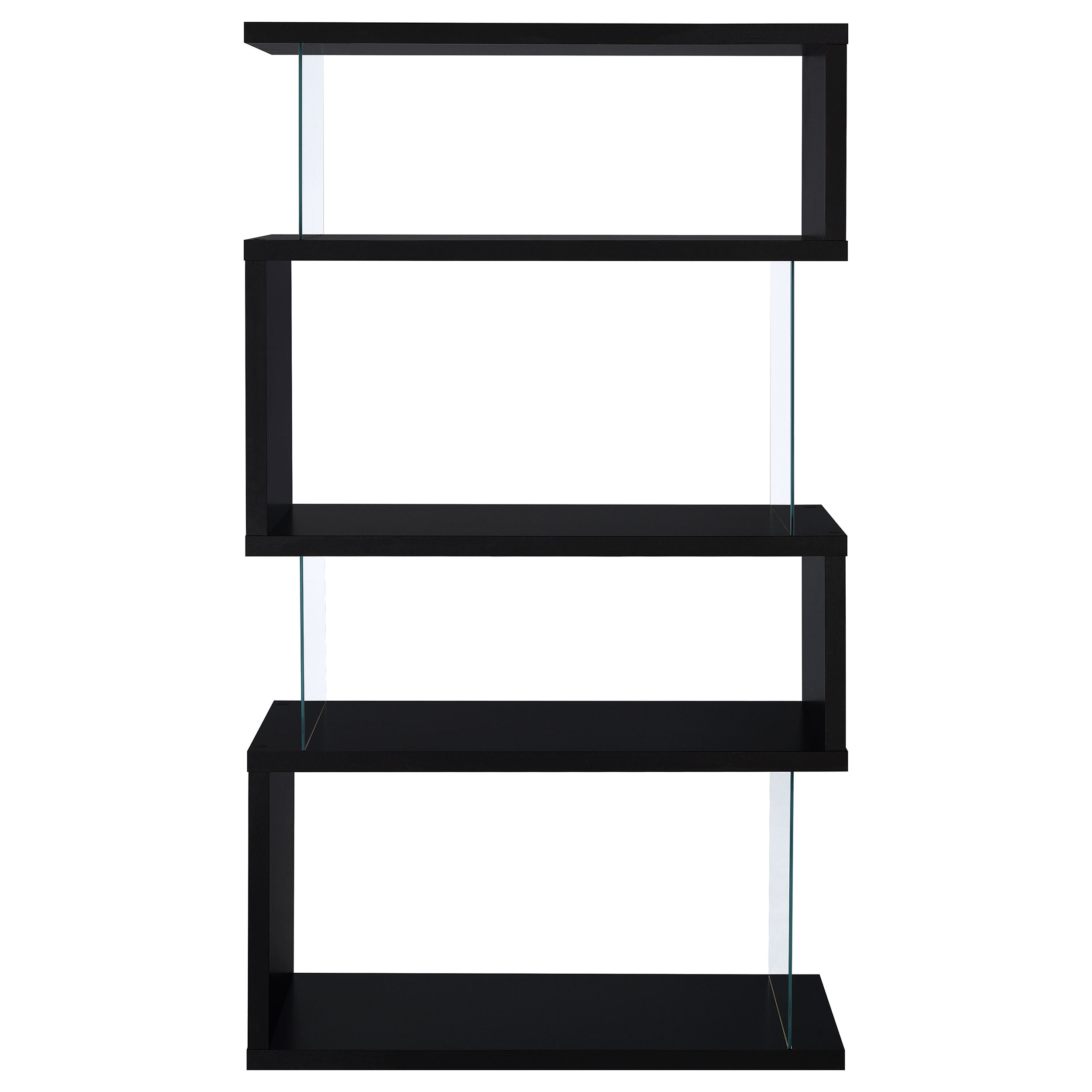 Emelle 63-inch 4-shelf Glass Panel Bookshelf Black-CoasterEveryday
