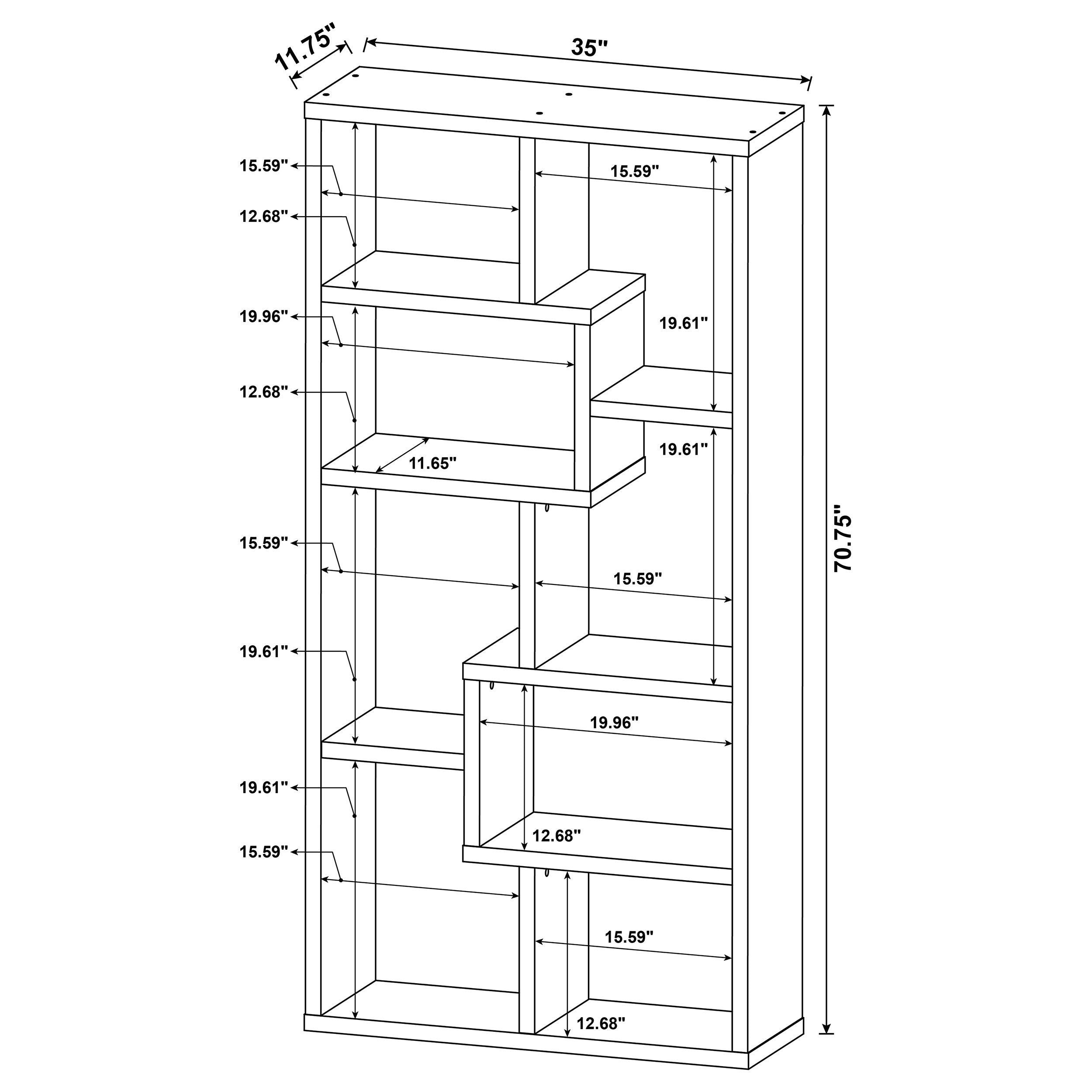 Theo 71-inch 6-shelf Bookshelf Weathered Grey-CoasterEveryday
