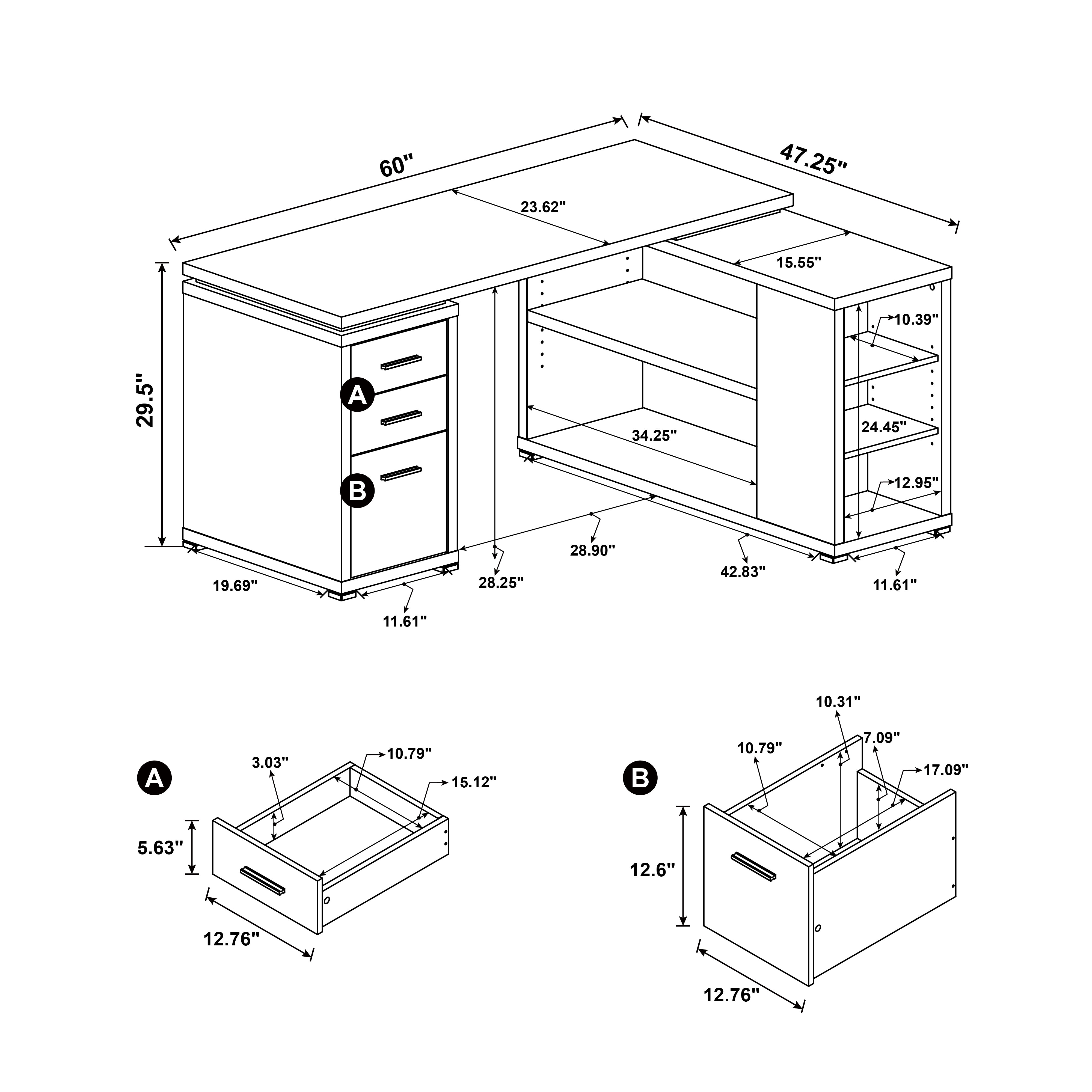 Yvette 60-inch 3-drawer L-Shape Computer Desk Cappuccino-CoasterEveryday