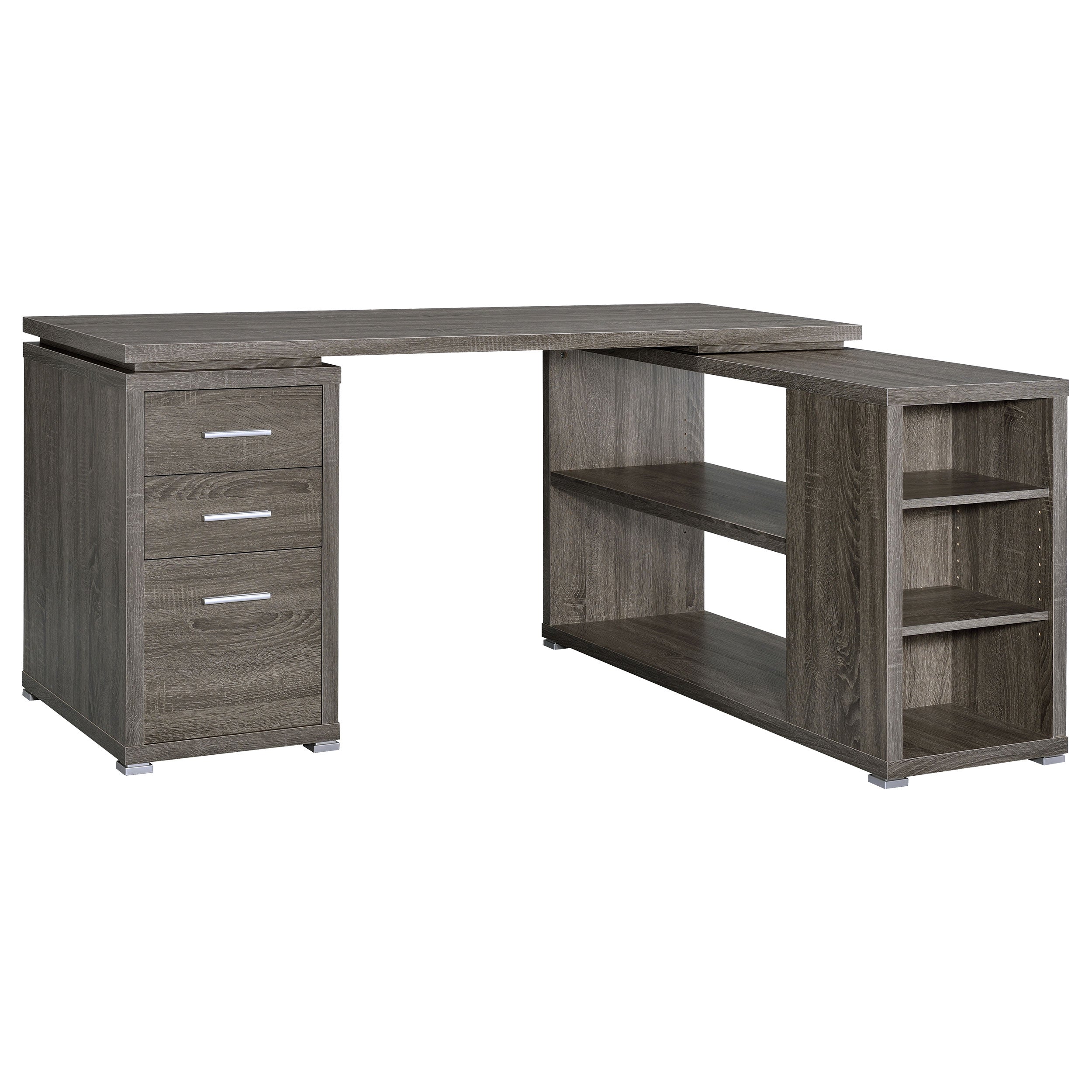 Yvette 60-inch 3-drawer L-Shape Computer Desk Weathered Grey-CoasterEveryday