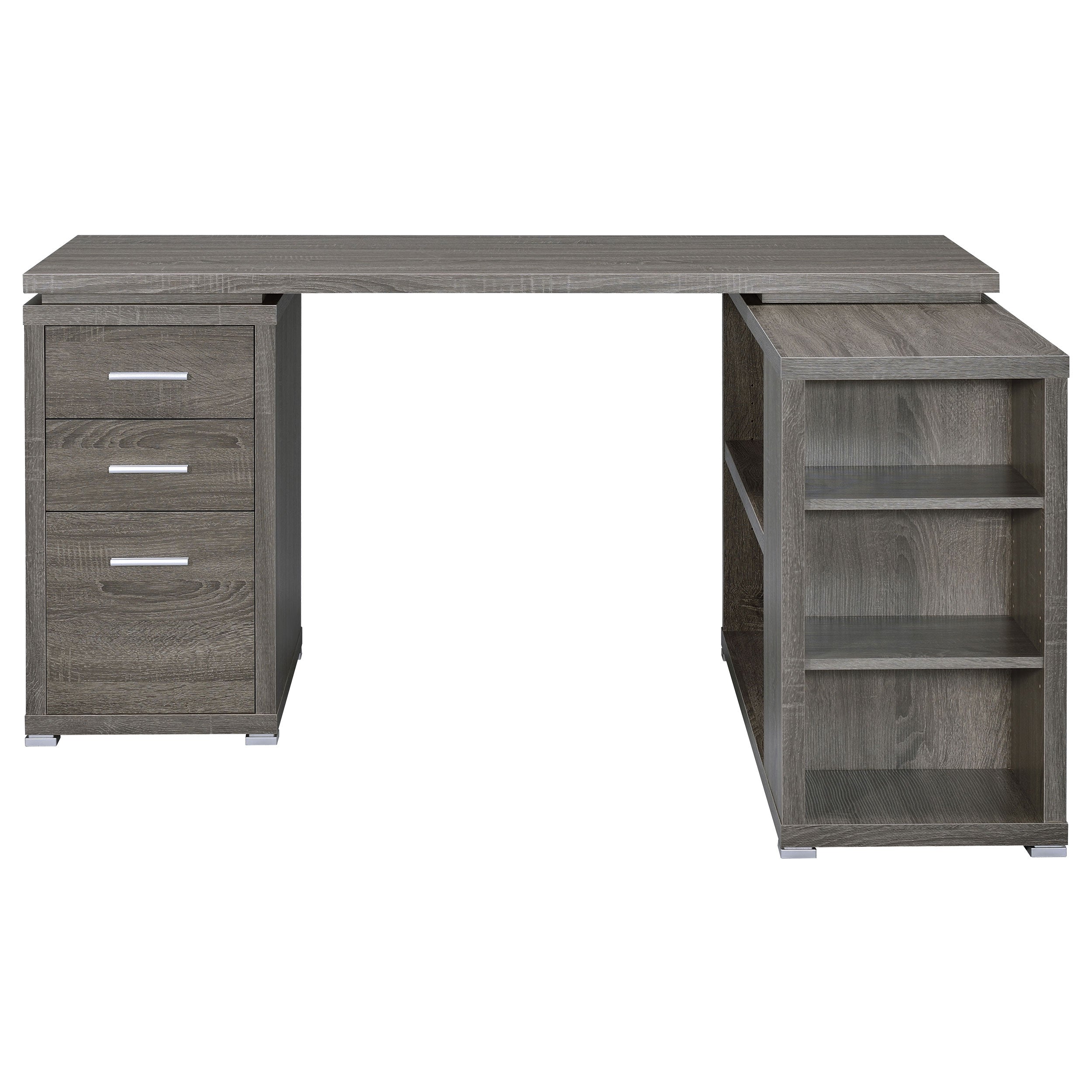 Yvette 60-inch 3-drawer L-Shape Computer Desk Weathered Grey-CoasterEveryday
