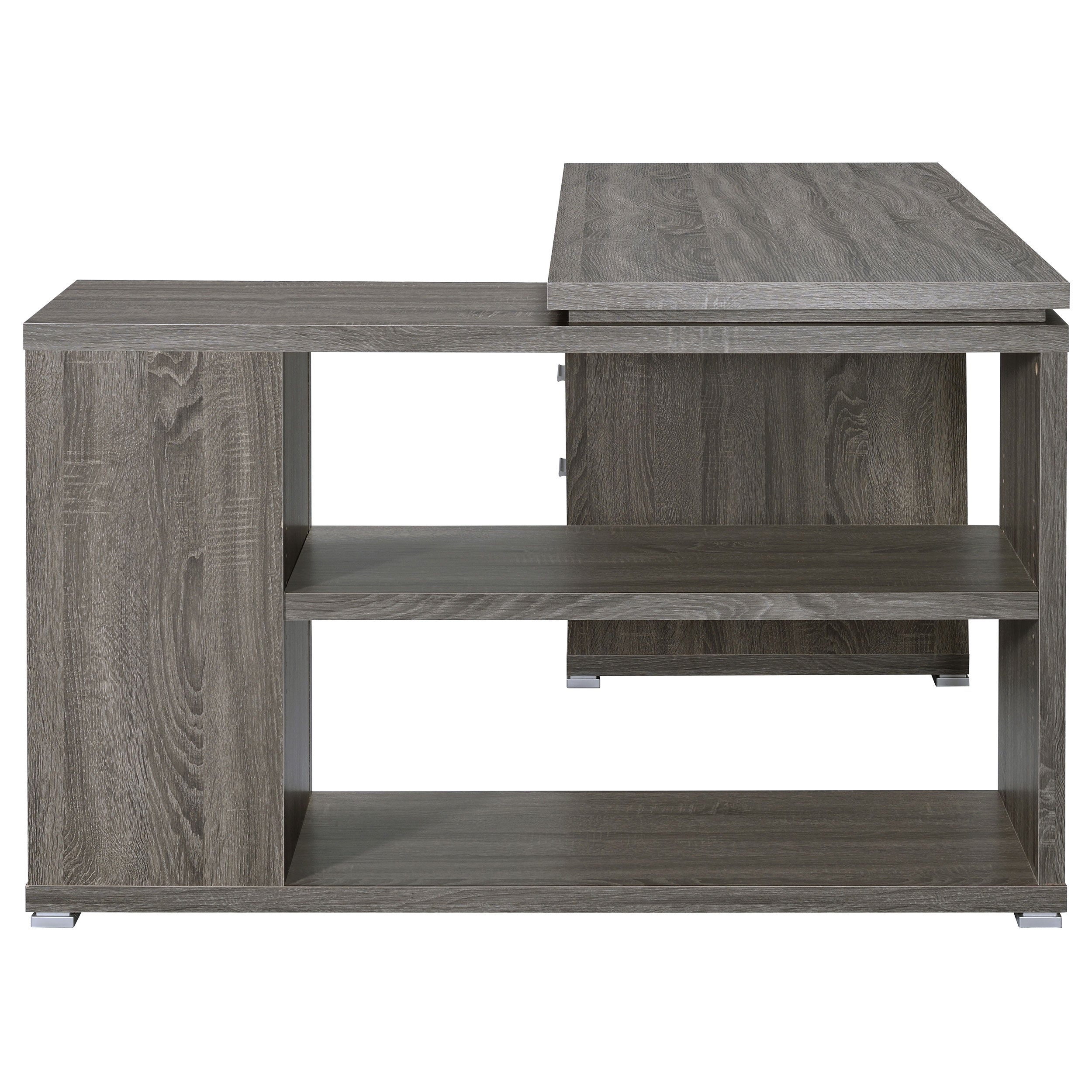 Yvette 60-inch 3-drawer L-Shape Computer Desk Weathered Grey-CoasterEveryday