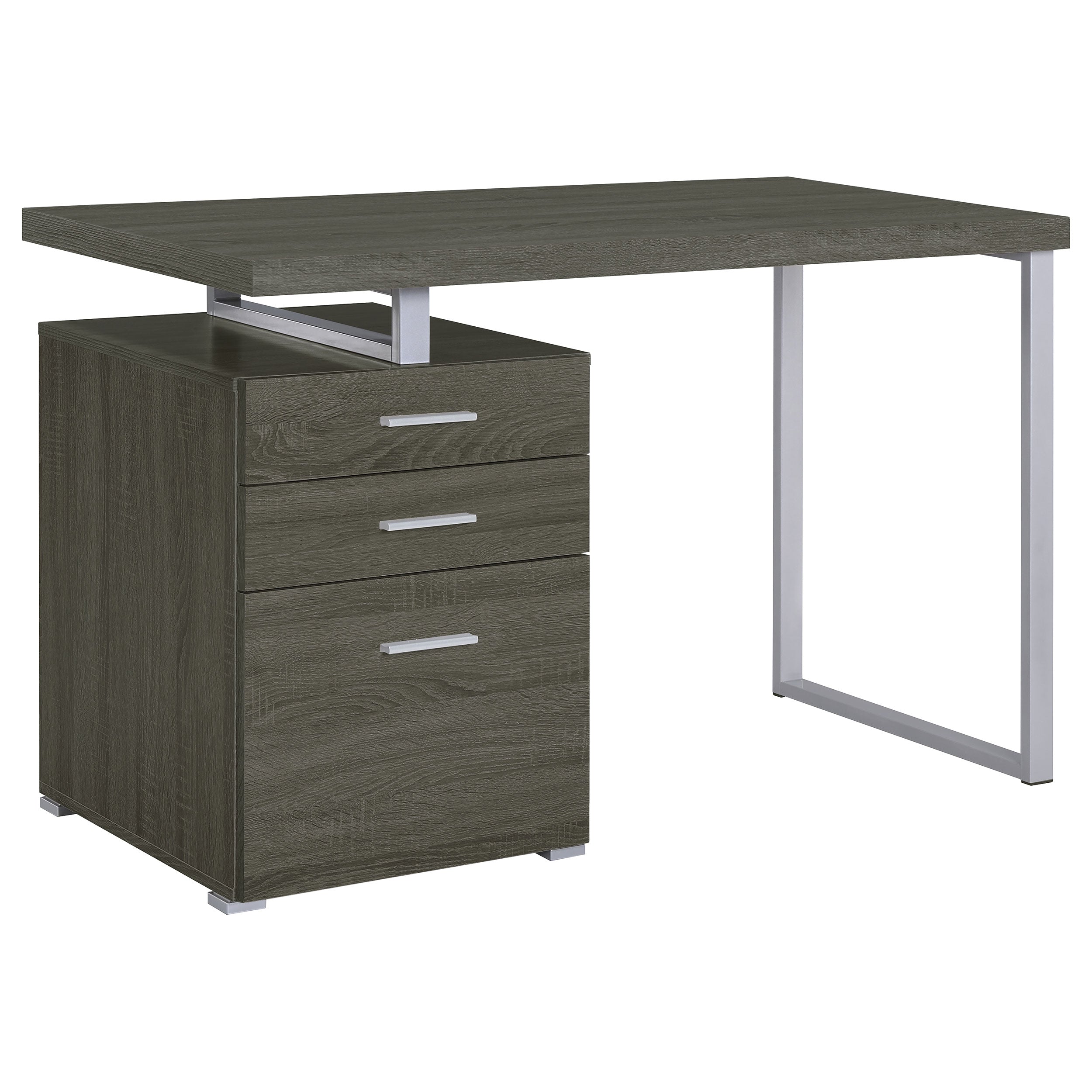 Brennan 47-inch 3-drawer Office Computer Desk Weathered Grey-CoasterEveryday