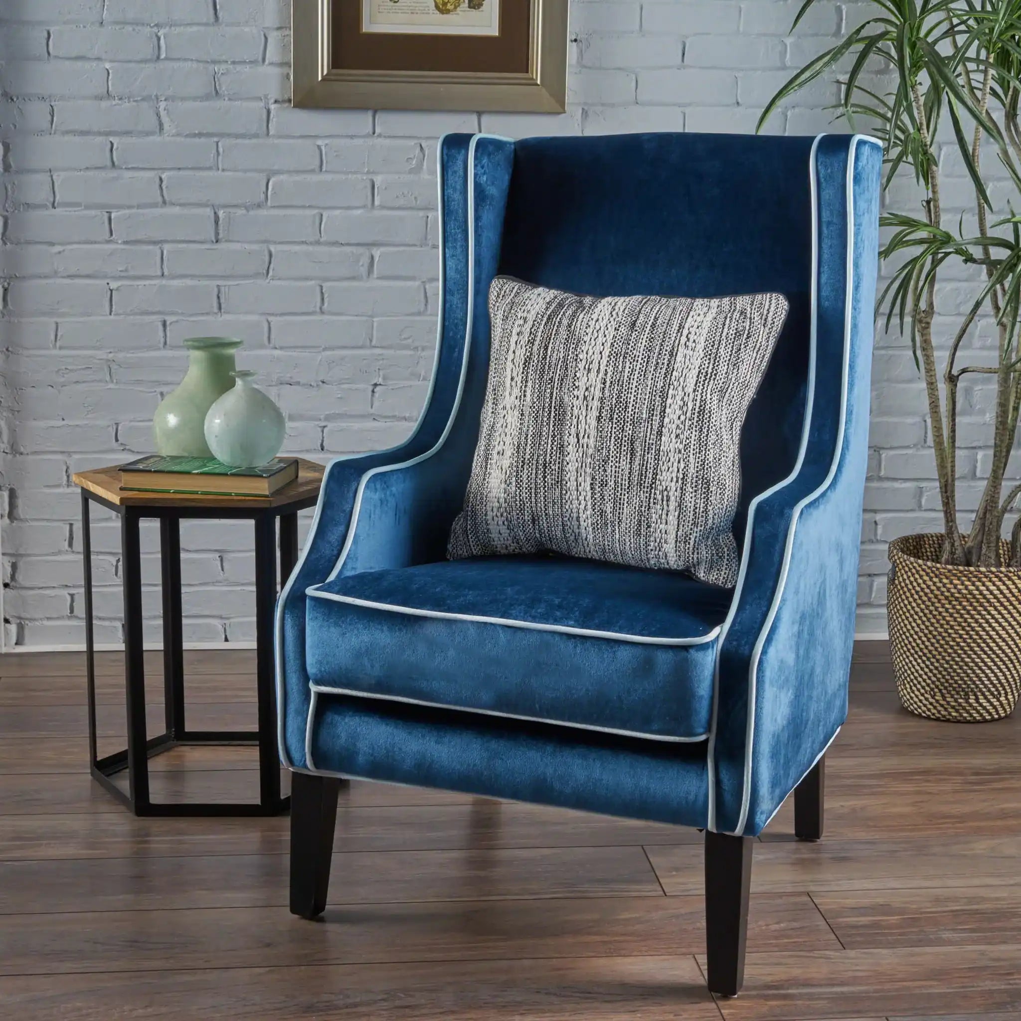 Elegant Velvet Club Chair With Tonal Piping - Best Buy Furniture