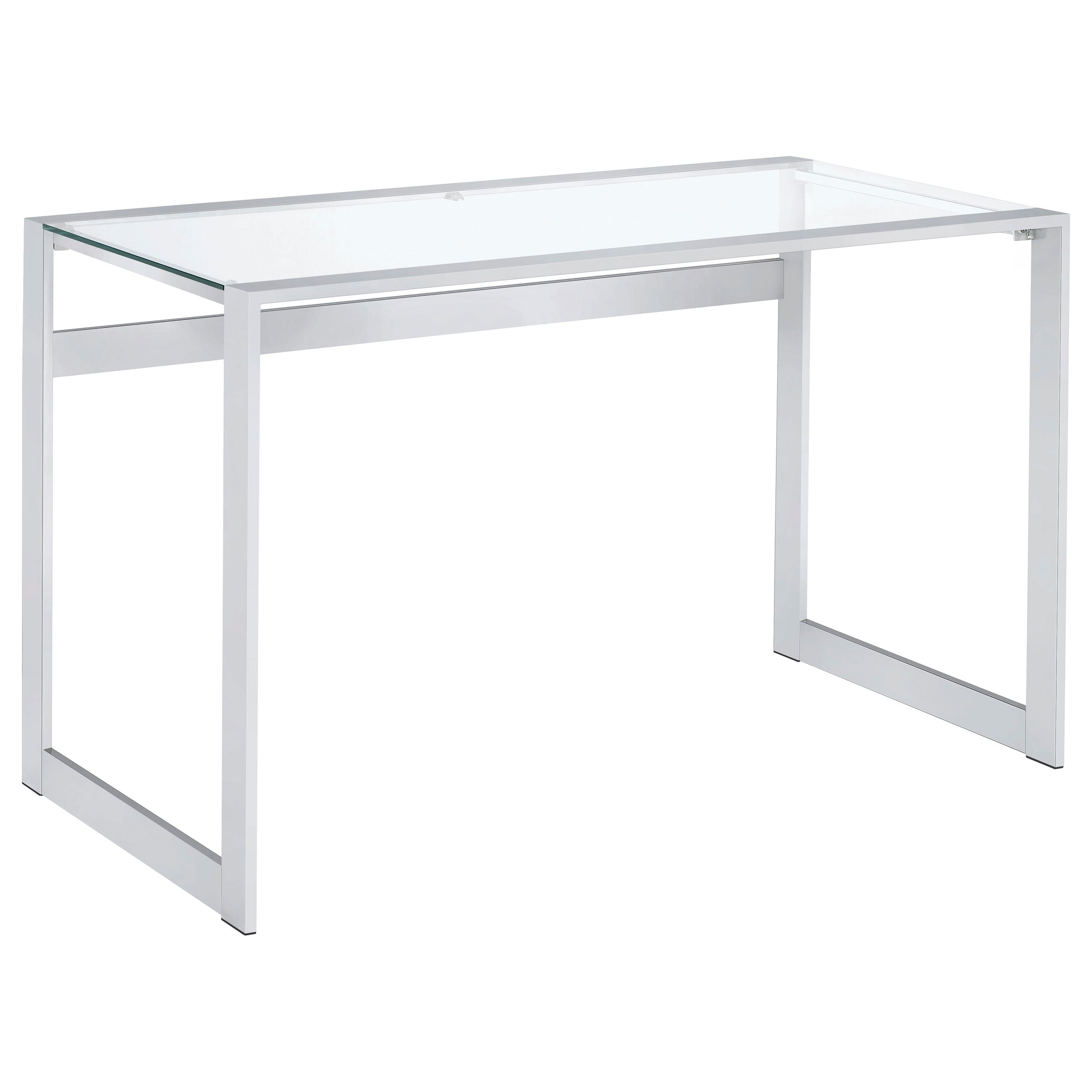 Hartford 47-inch Glass Top Writing Desk Chrome-CoasterEssence