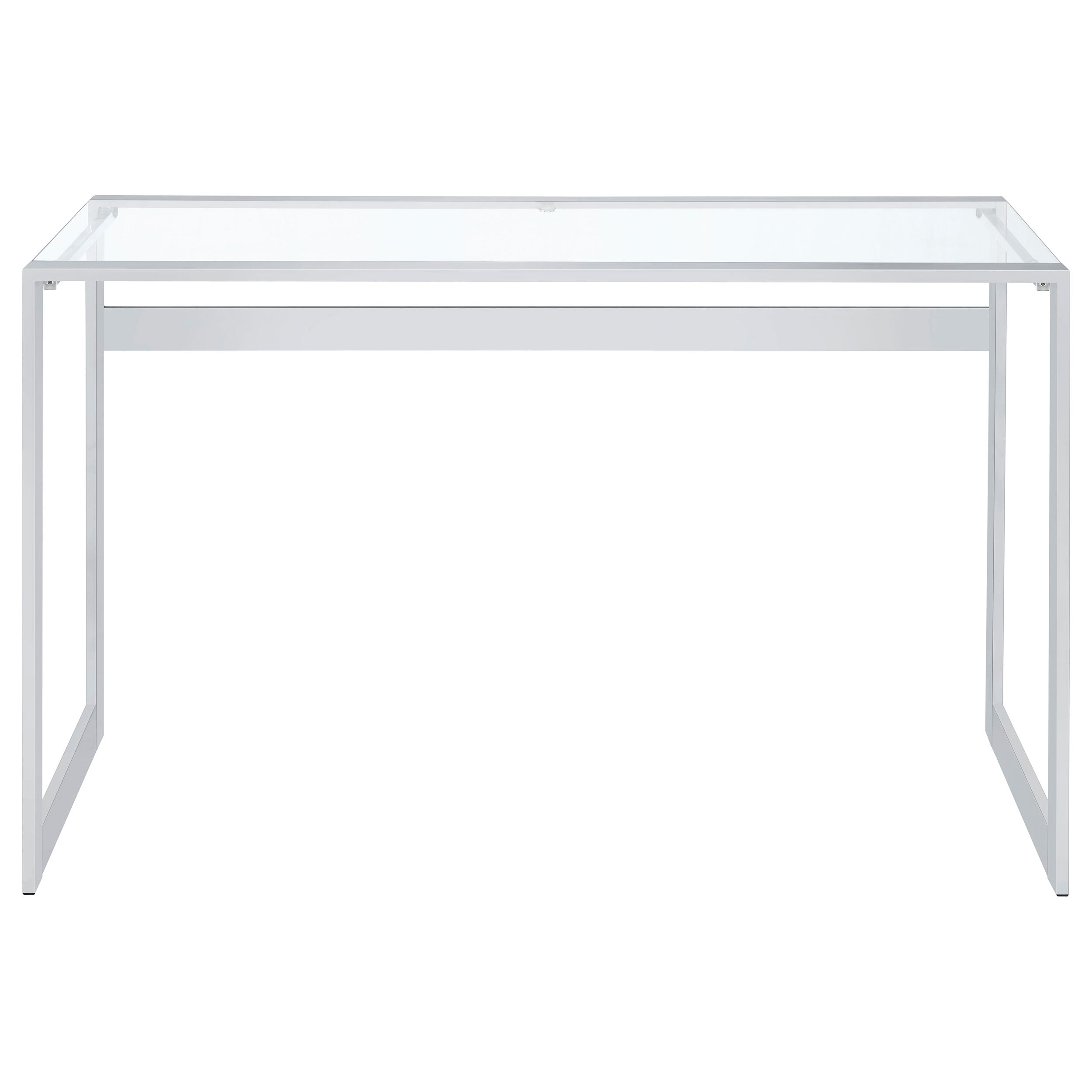 Hartford 47-inch Glass Top Writing Desk Chrome-CoasterEssence