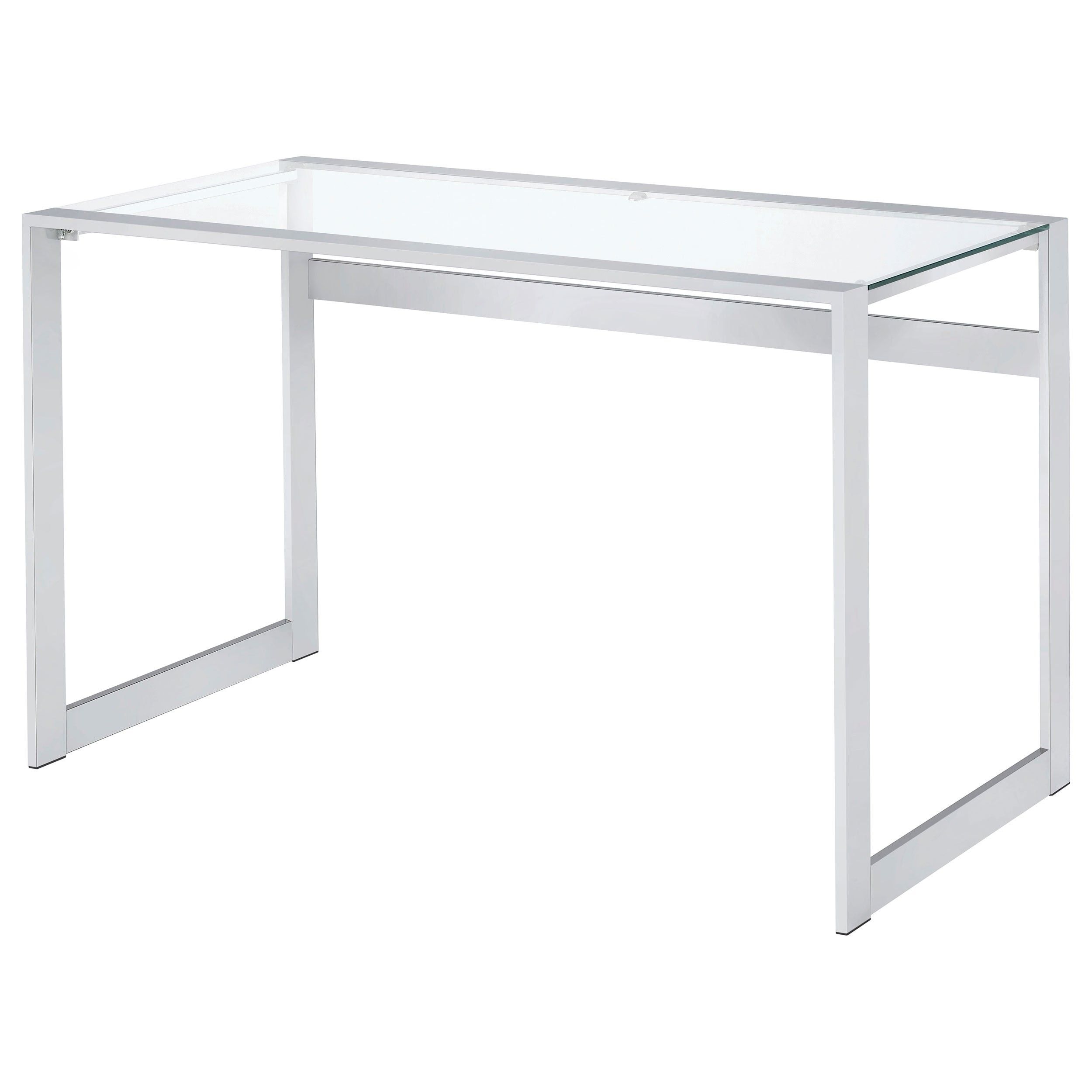 Hartford 47-inch Glass Top Writing Desk Chrome-CoasterEssence