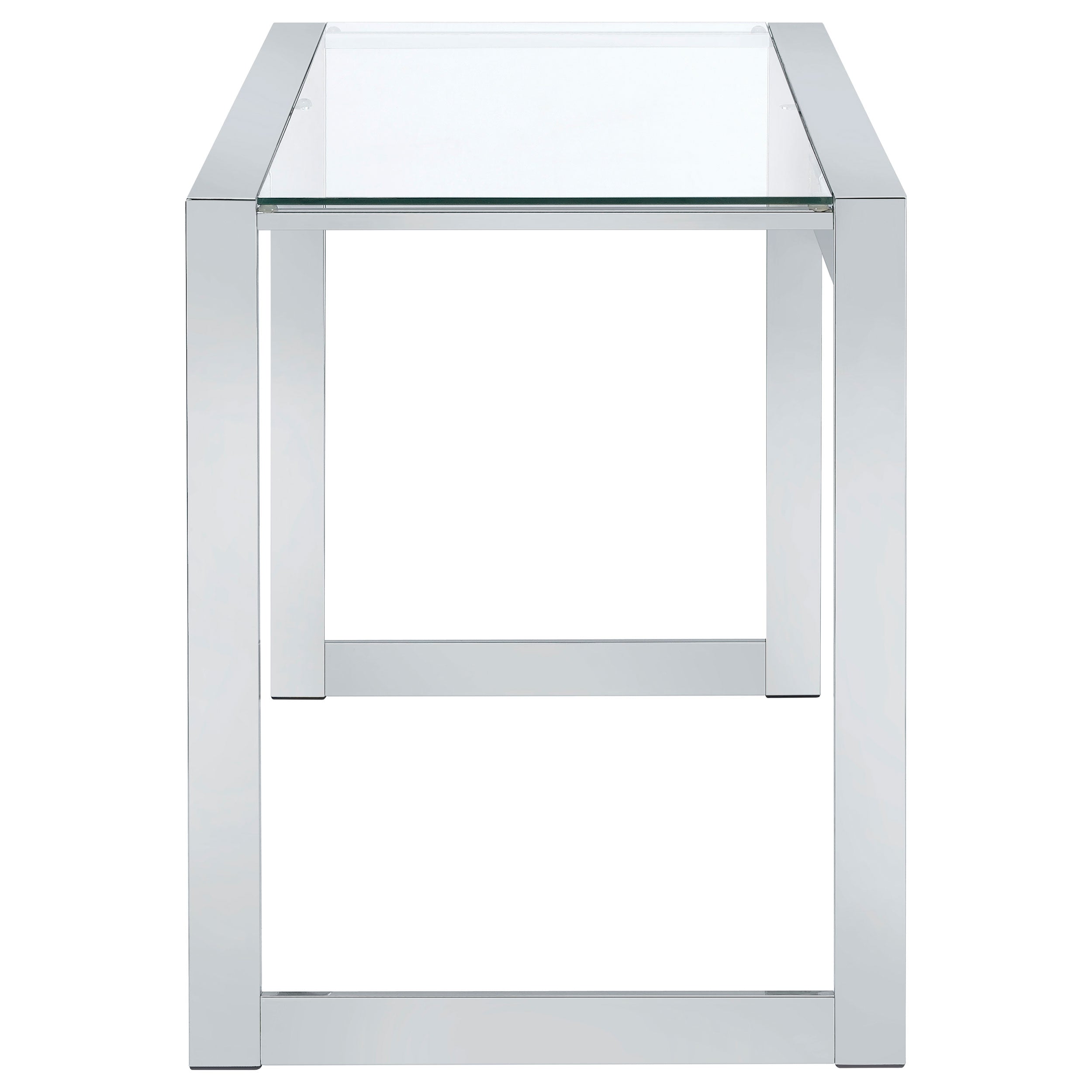 Hartford 47-inch Glass Top Writing Desk Chrome-CoasterEssence