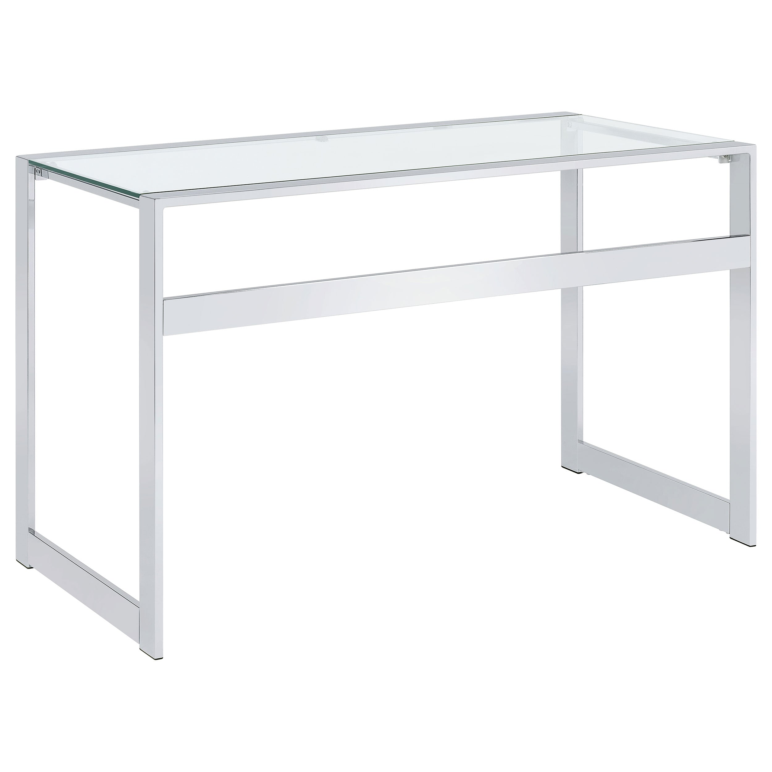 Hartford 47-inch Glass Top Writing Desk Chrome-CoasterEssence