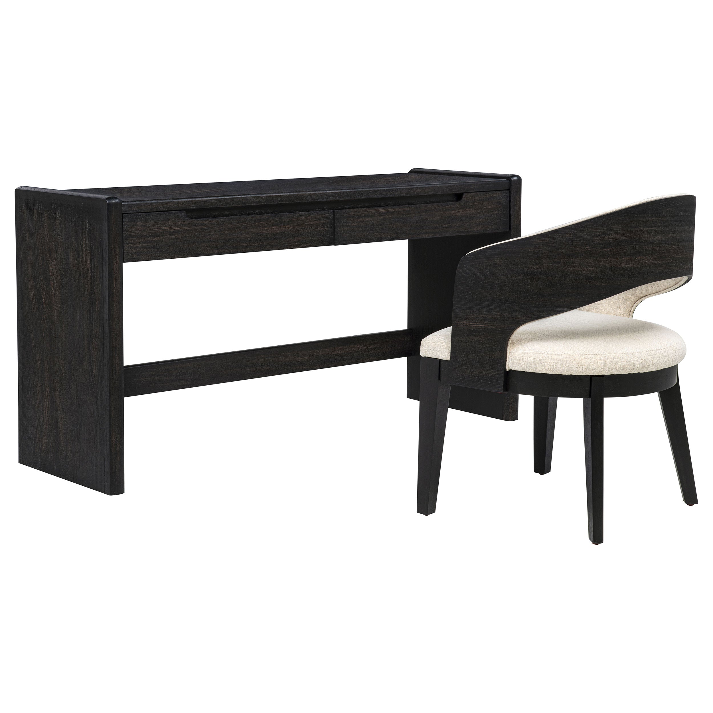 Leandro 2-drawer Home Office Writing Desk Burnished Black-