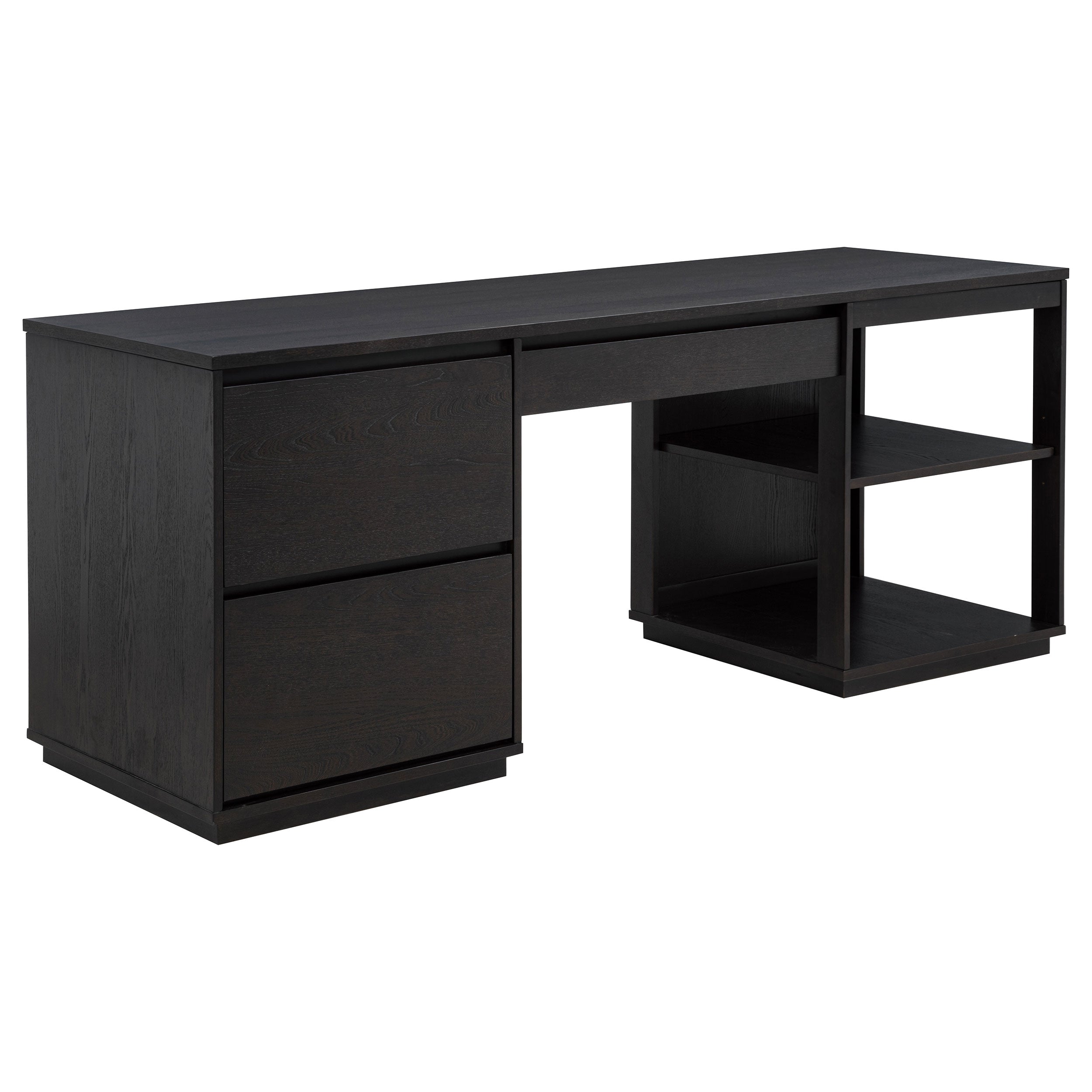 Harkes 75-inch 3-drawer Computer Desk with Adjustable Shelf Coffee Bean-