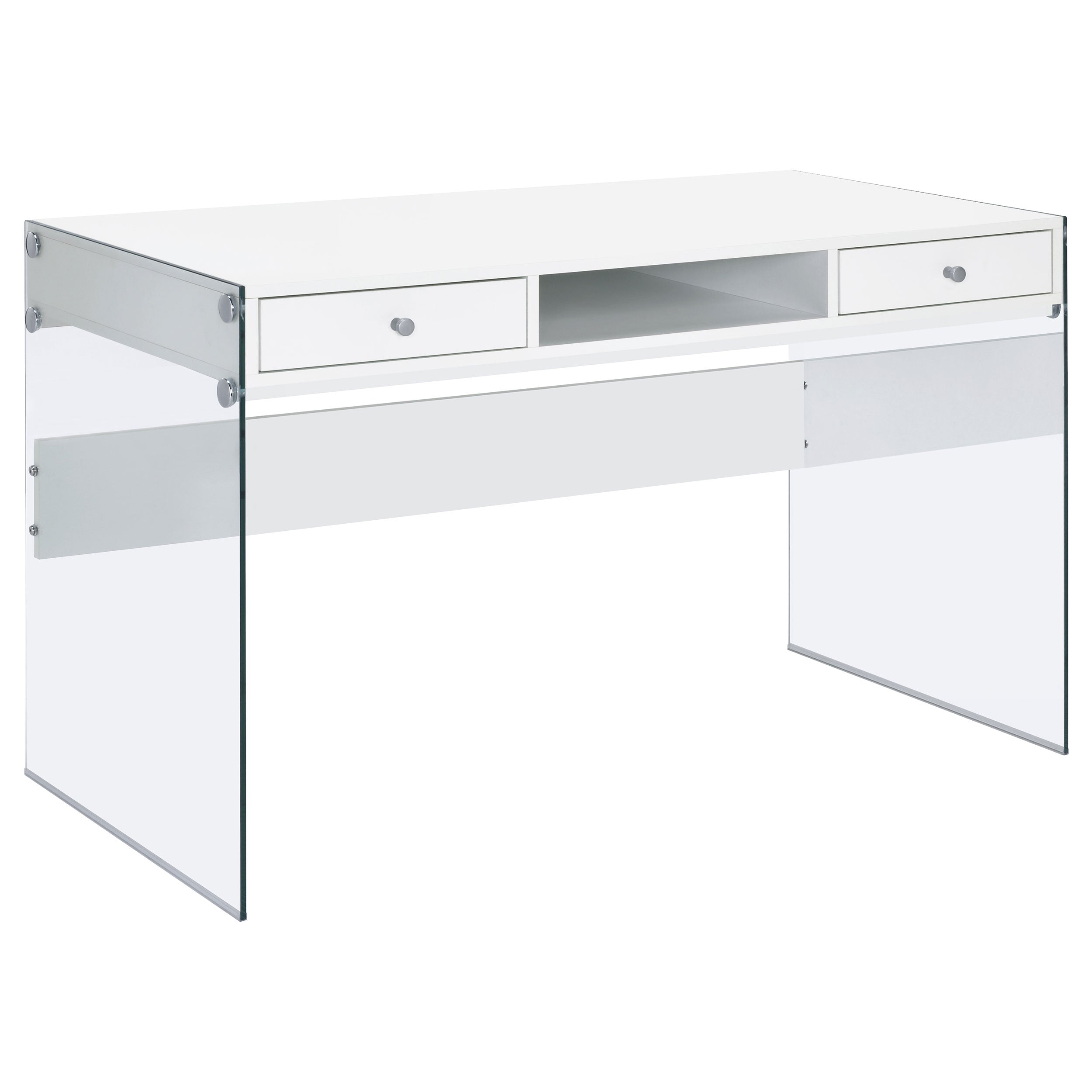 Dobrev 48-inch 2-drawer Writing Desk White High Gloss-CoasterEveryday
