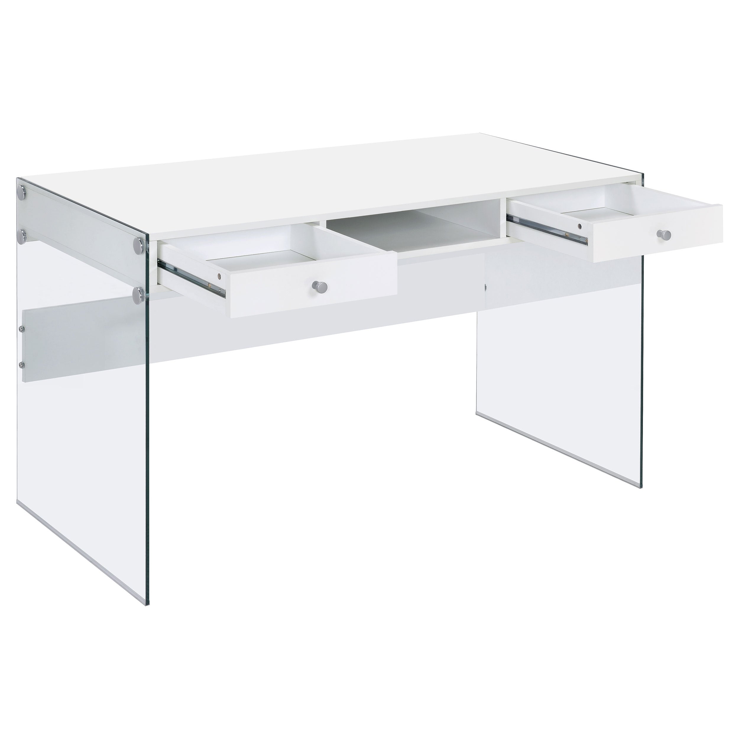 Dobrev 48-inch 2-drawer Writing Desk White High Gloss-CoasterEveryday