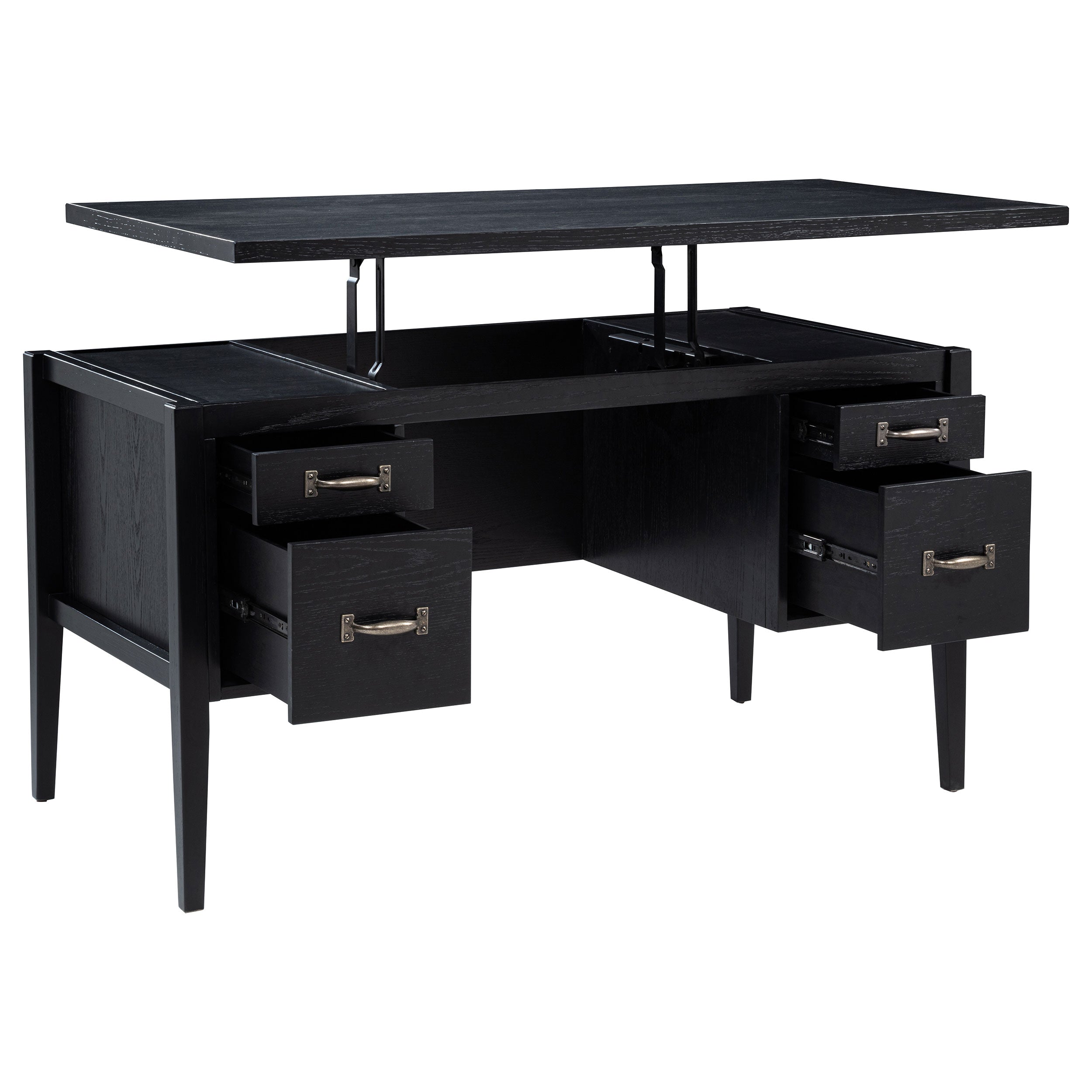 Graham 54-inch 4-drawer Double Pedestal Lift Top Computer Desk Black-