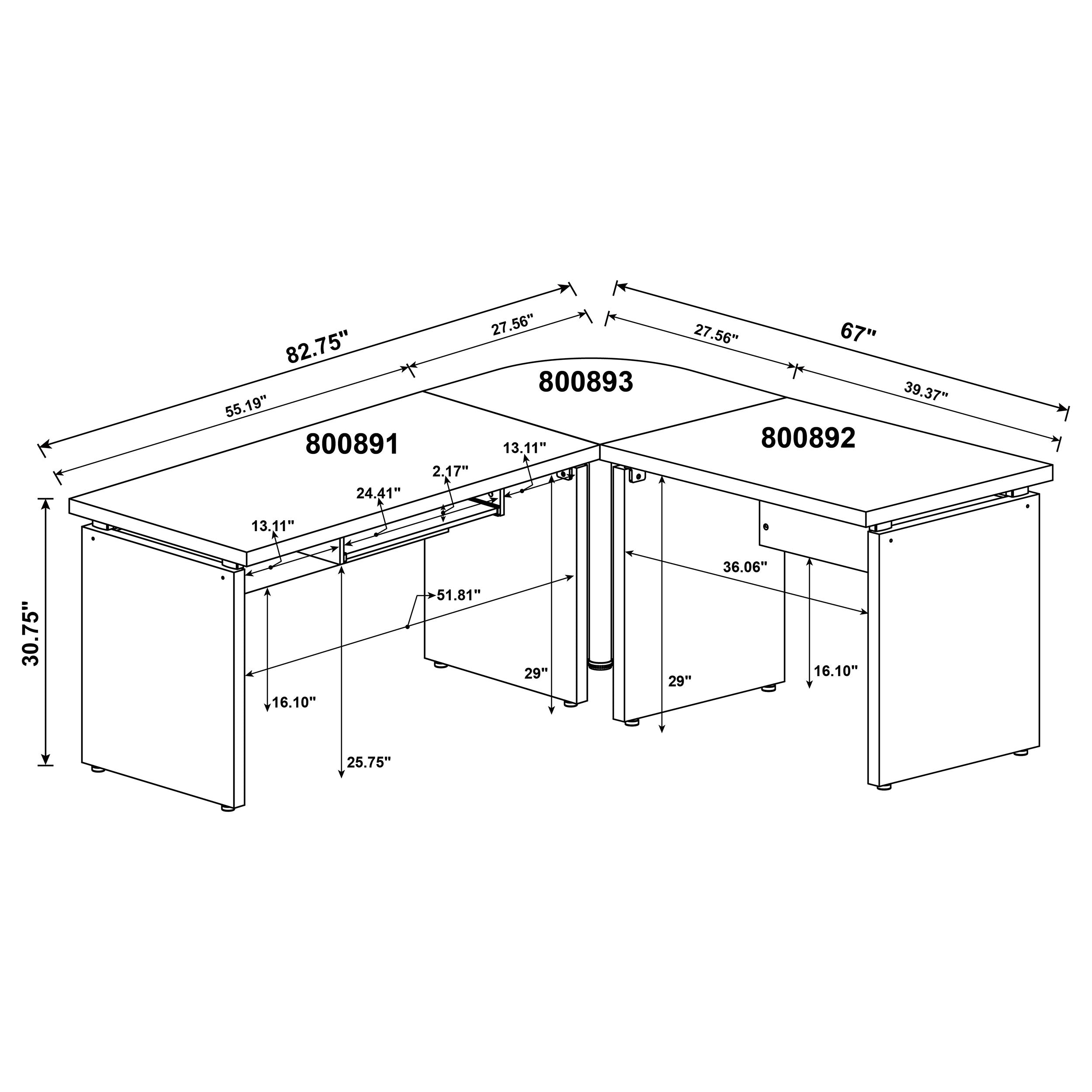 Skylar 83-inch L-Shaped Office Computer Desk Cappuccino-