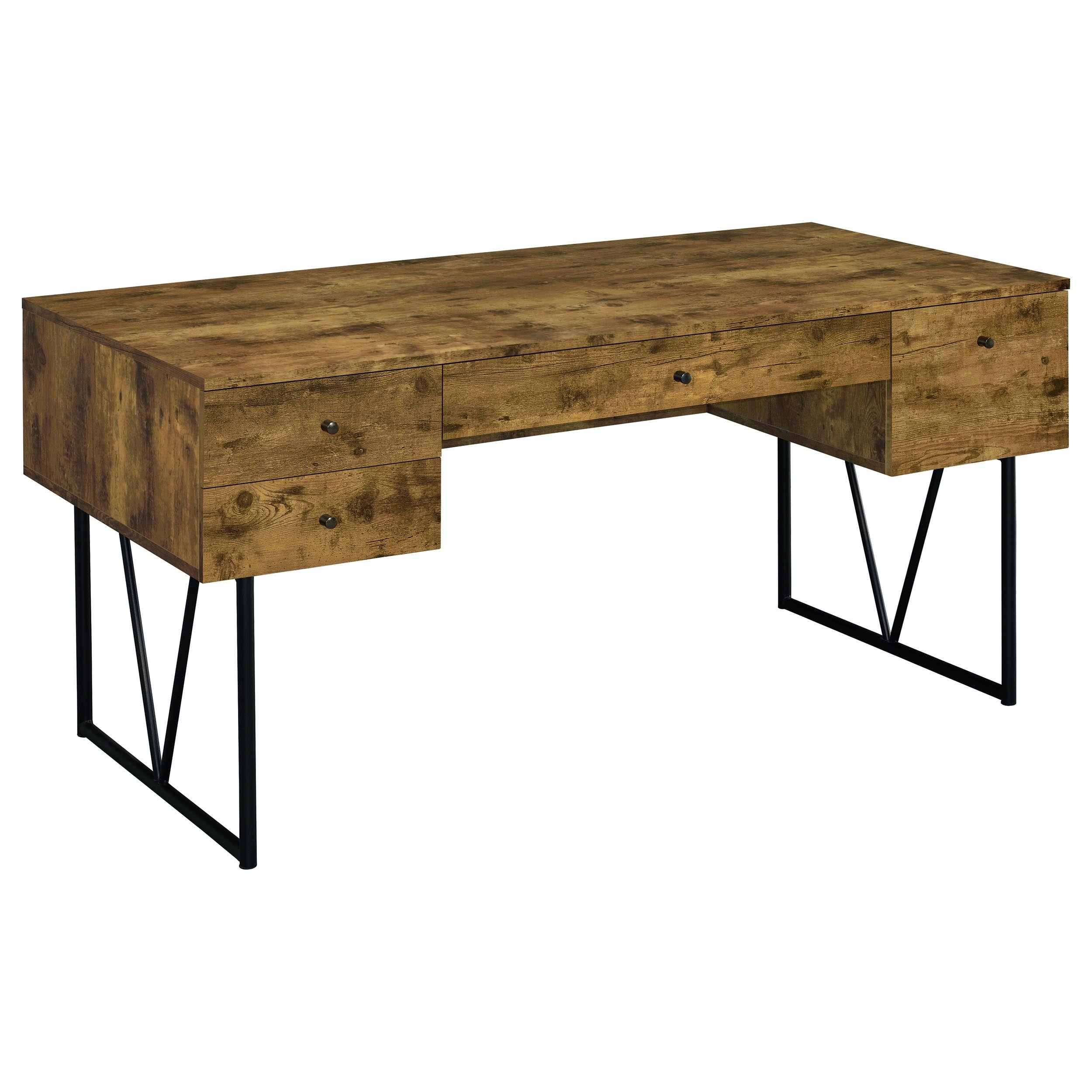 Analiese 63-inch 4-drawer Writing Desk Rustic Nutmeg-CoasterEveryday