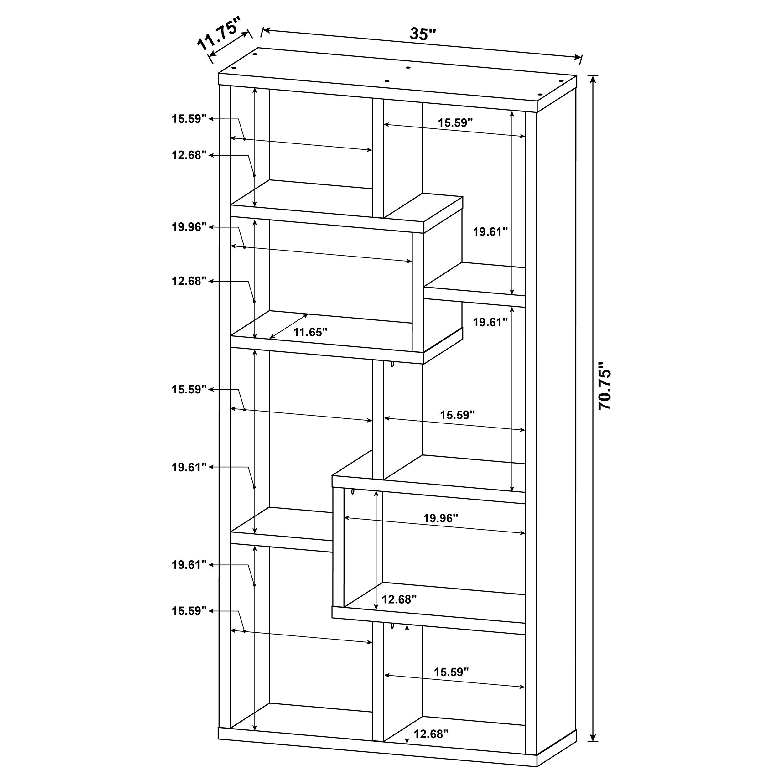 Theo 71-inch 6-shelf Bookshelf Grey Driftwood-CoasterEveryday
