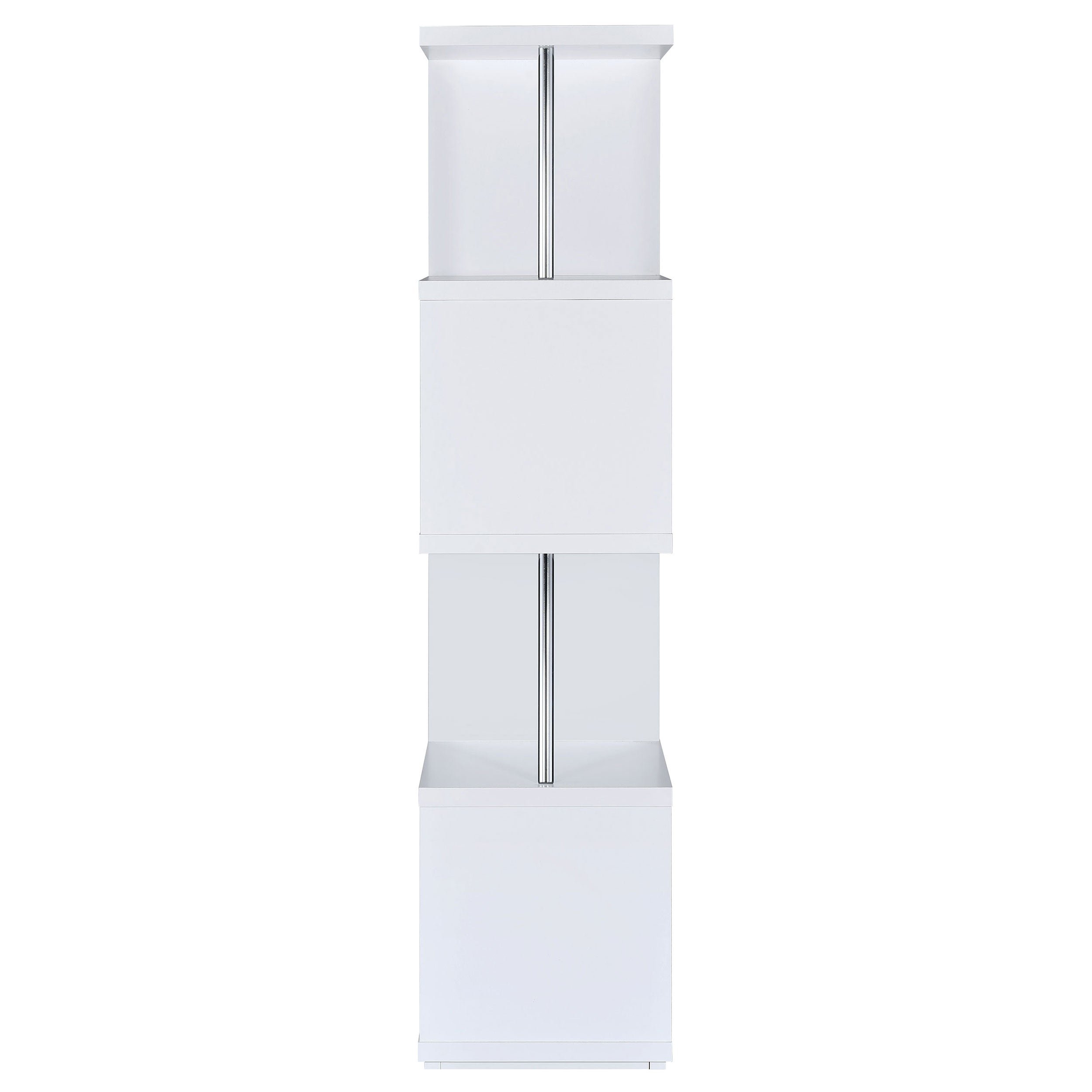 Baxter 67-inch 4-shelf Bookshelf White and Chrome-CoasterEveryday