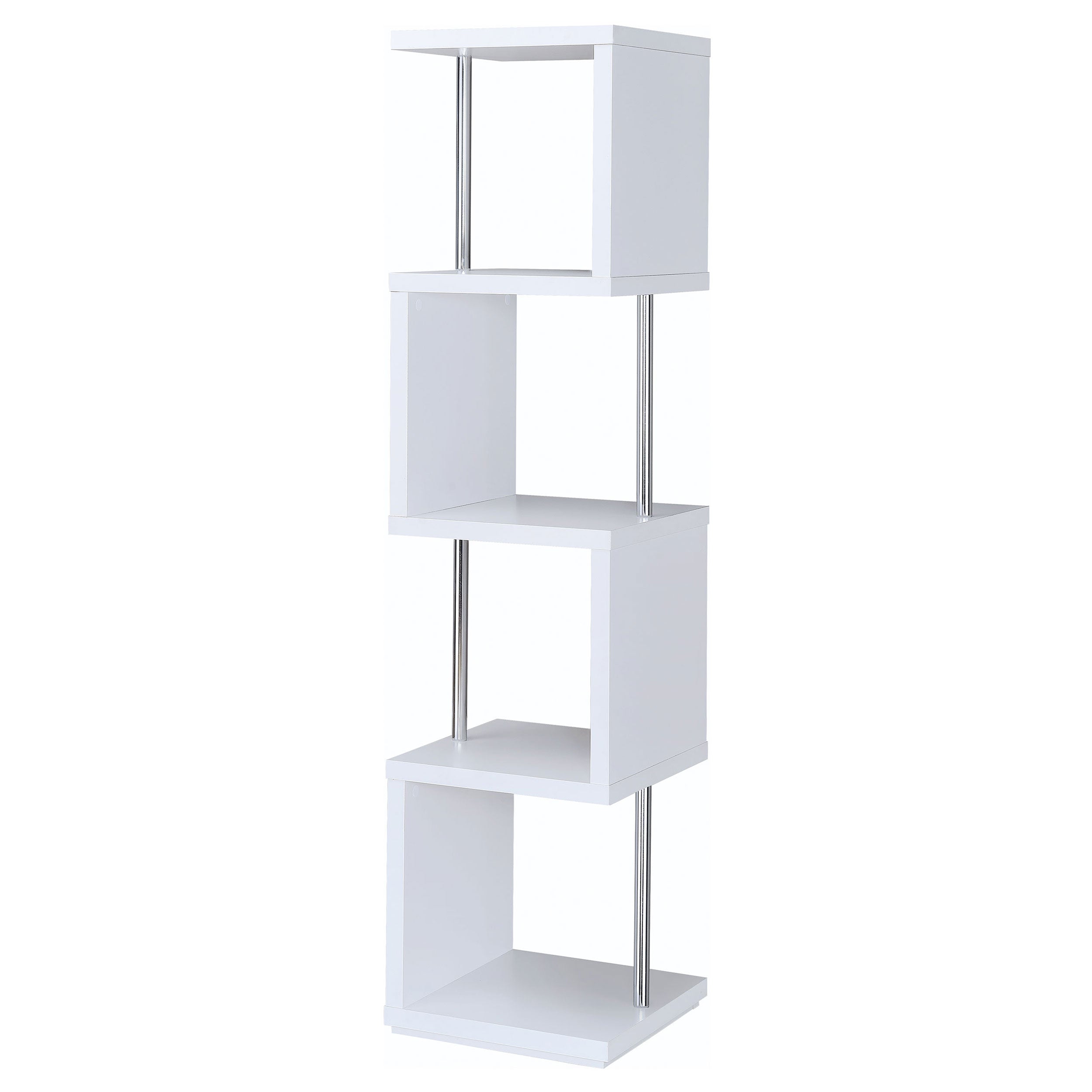 Baxter 67-inch 4-shelf Bookshelf White and Chrome-CoasterEveryday