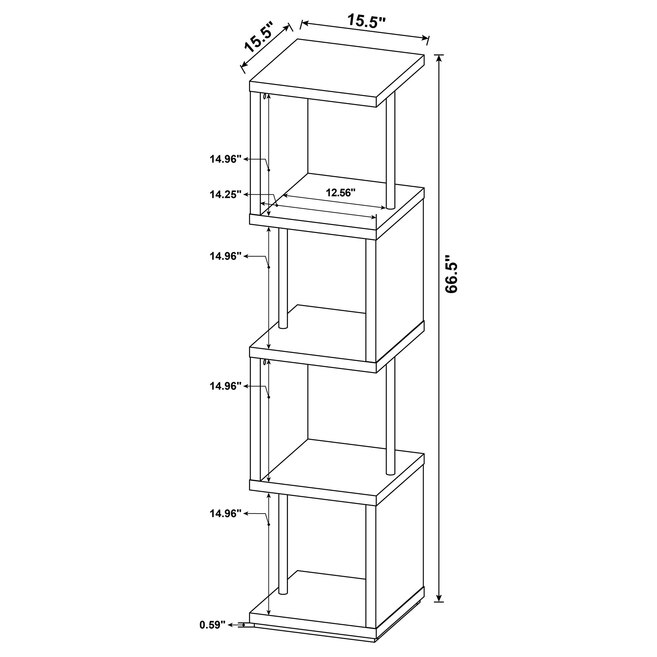 Baxter 67-inch 4-shelf Bookshelf White and Chrome-CoasterEveryday
