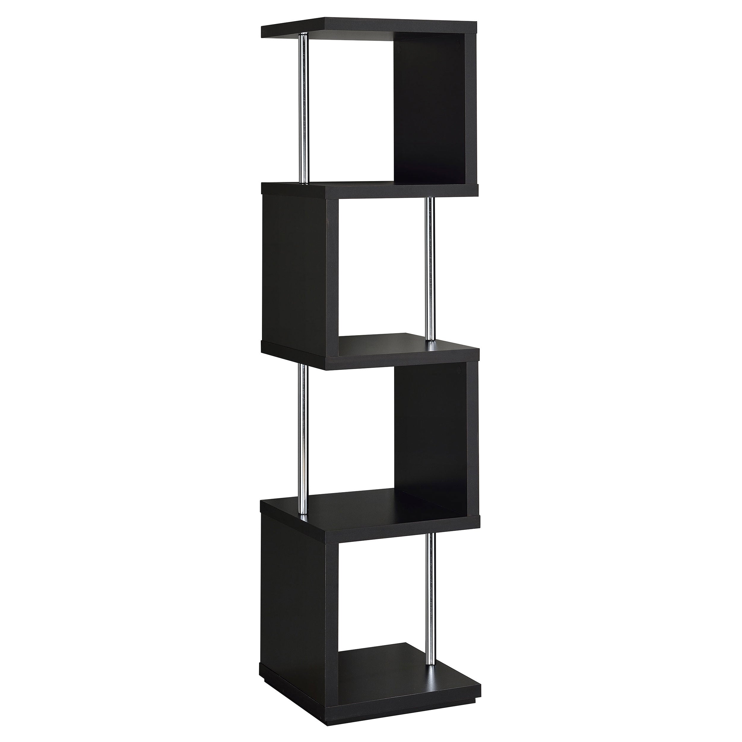 Baxter 67-inch 4-shelf Bookshelf Black and Chrome-CoasterEveryday