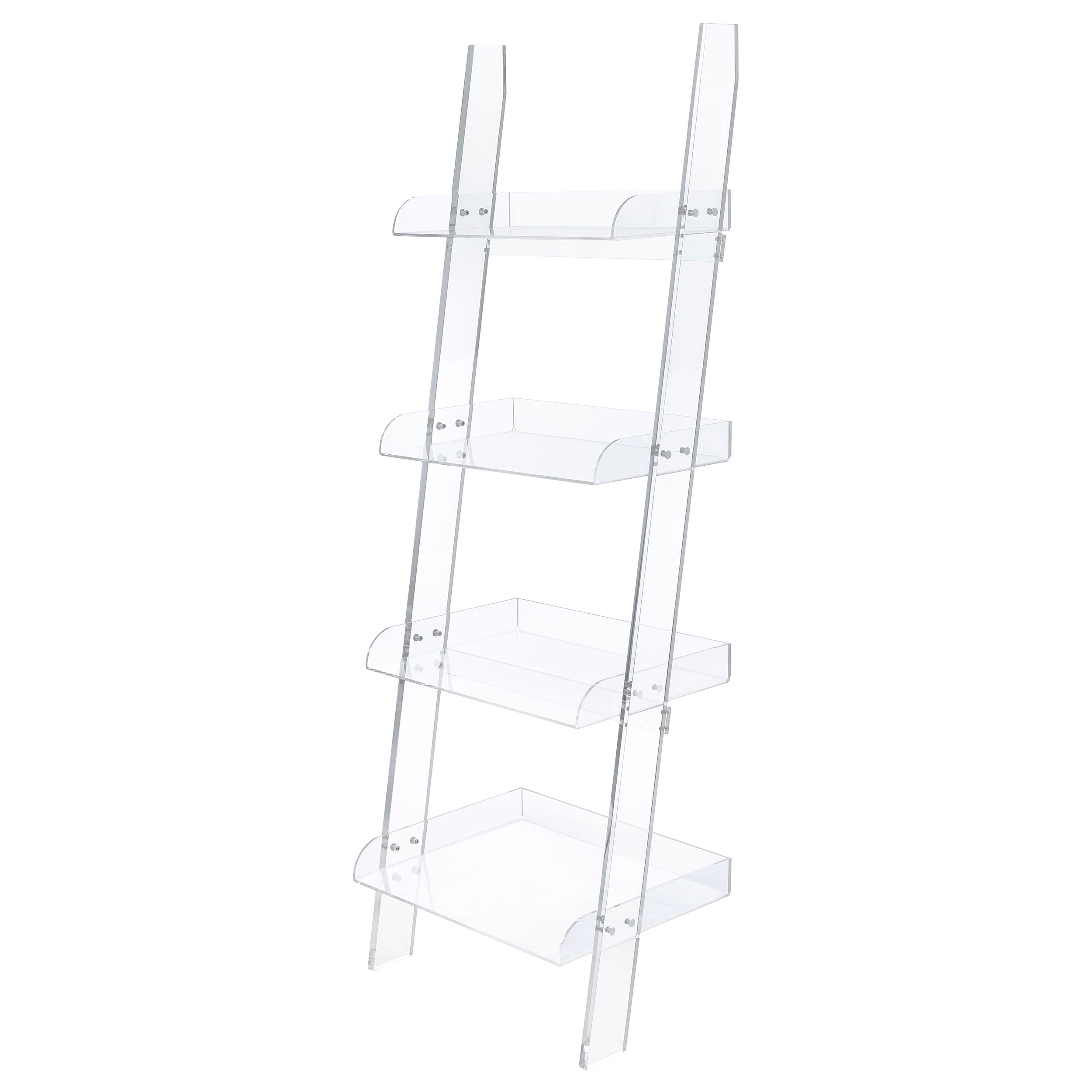 Amaturo 72-inch 4-shelf Acrylic Ladder Bookshelf Clear-CoasterEssence