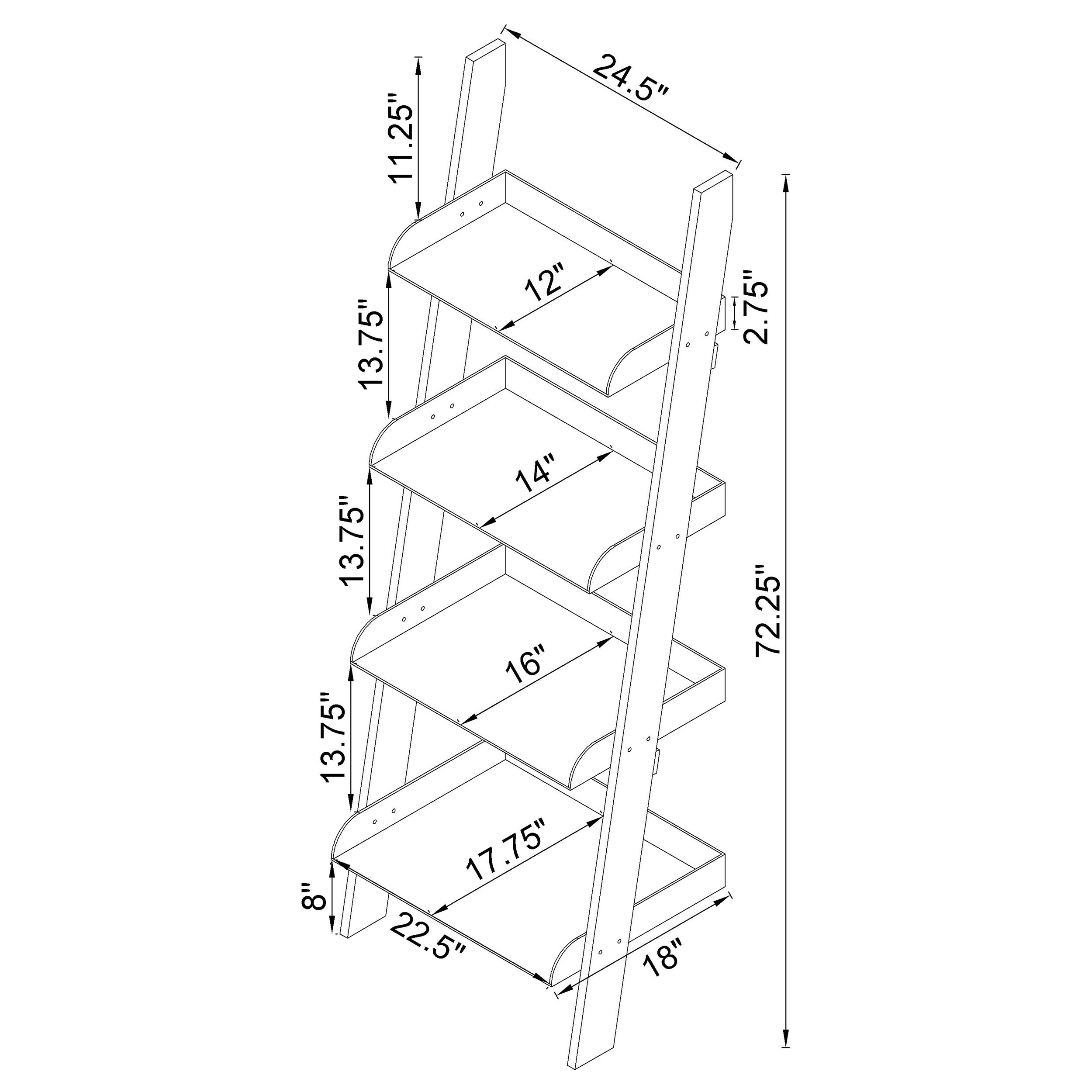 Amaturo 72-inch 4-shelf Acrylic Ladder Bookshelf Clear-CoasterEssence