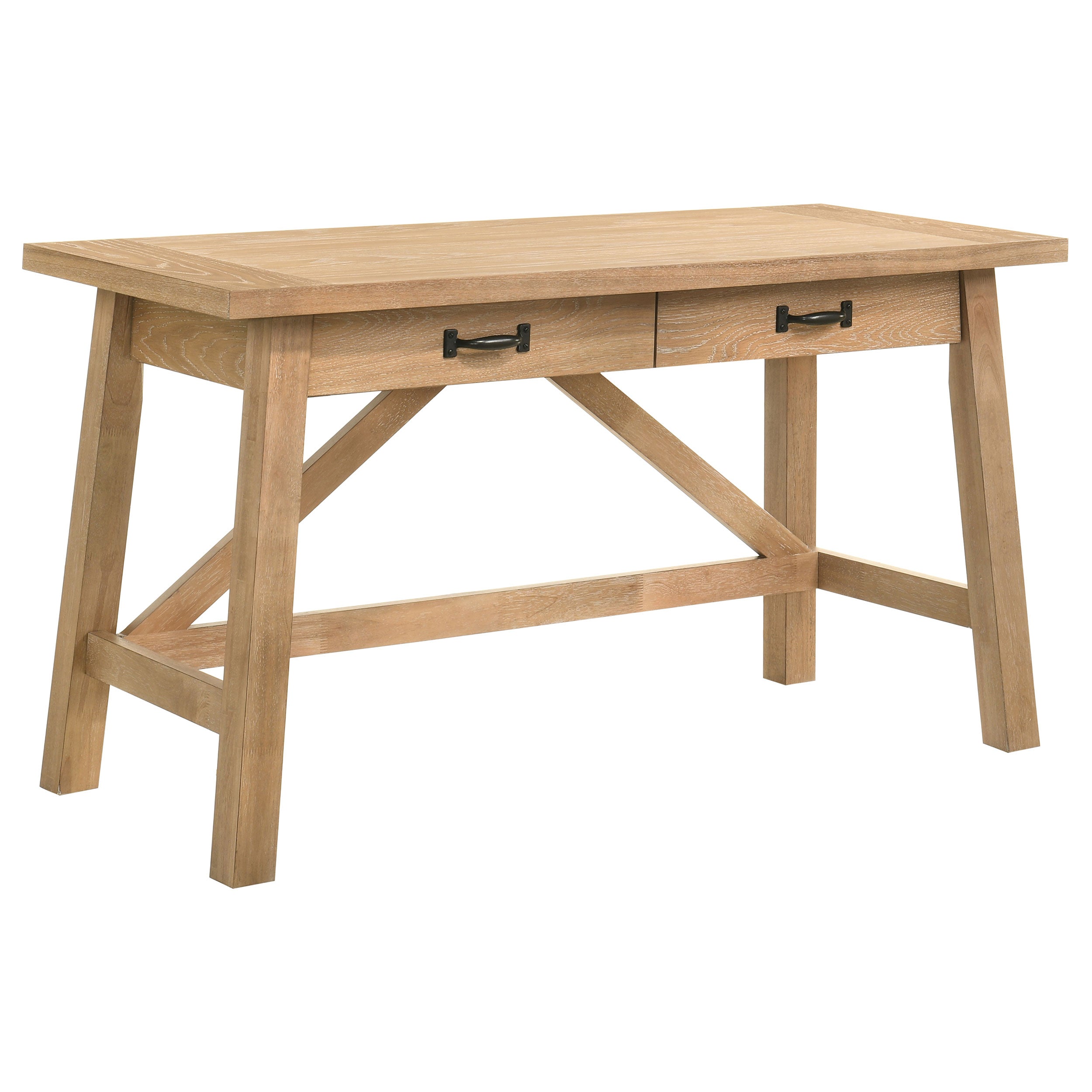 Fabian 54-inch 2-drawer Computer Writing Desk Distressed Light Brown-