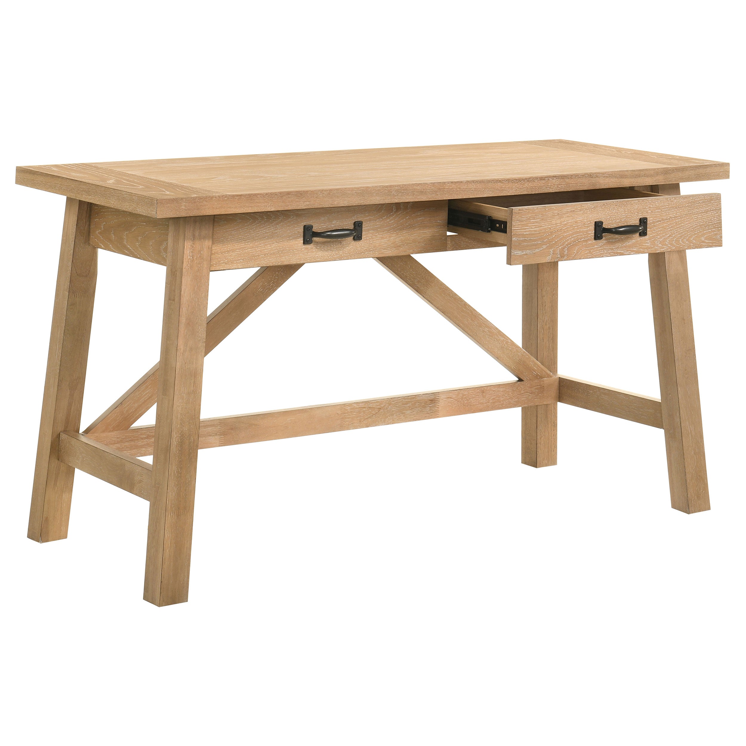 Fabian 54-inch 2-drawer Computer Writing Desk Distressed Light Brown-