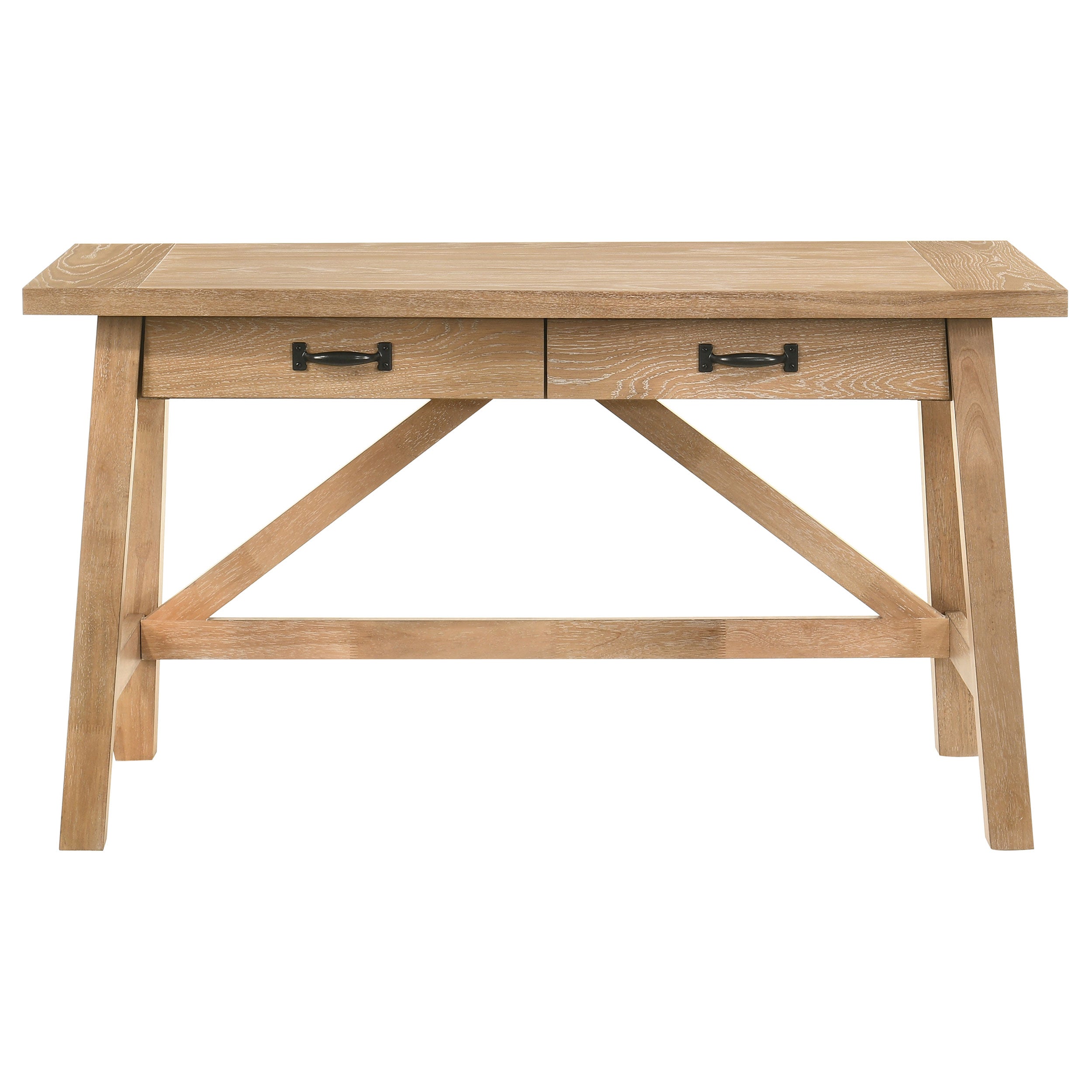 Fabian 54-inch 2-drawer Computer Writing Desk Distressed Light Brown-