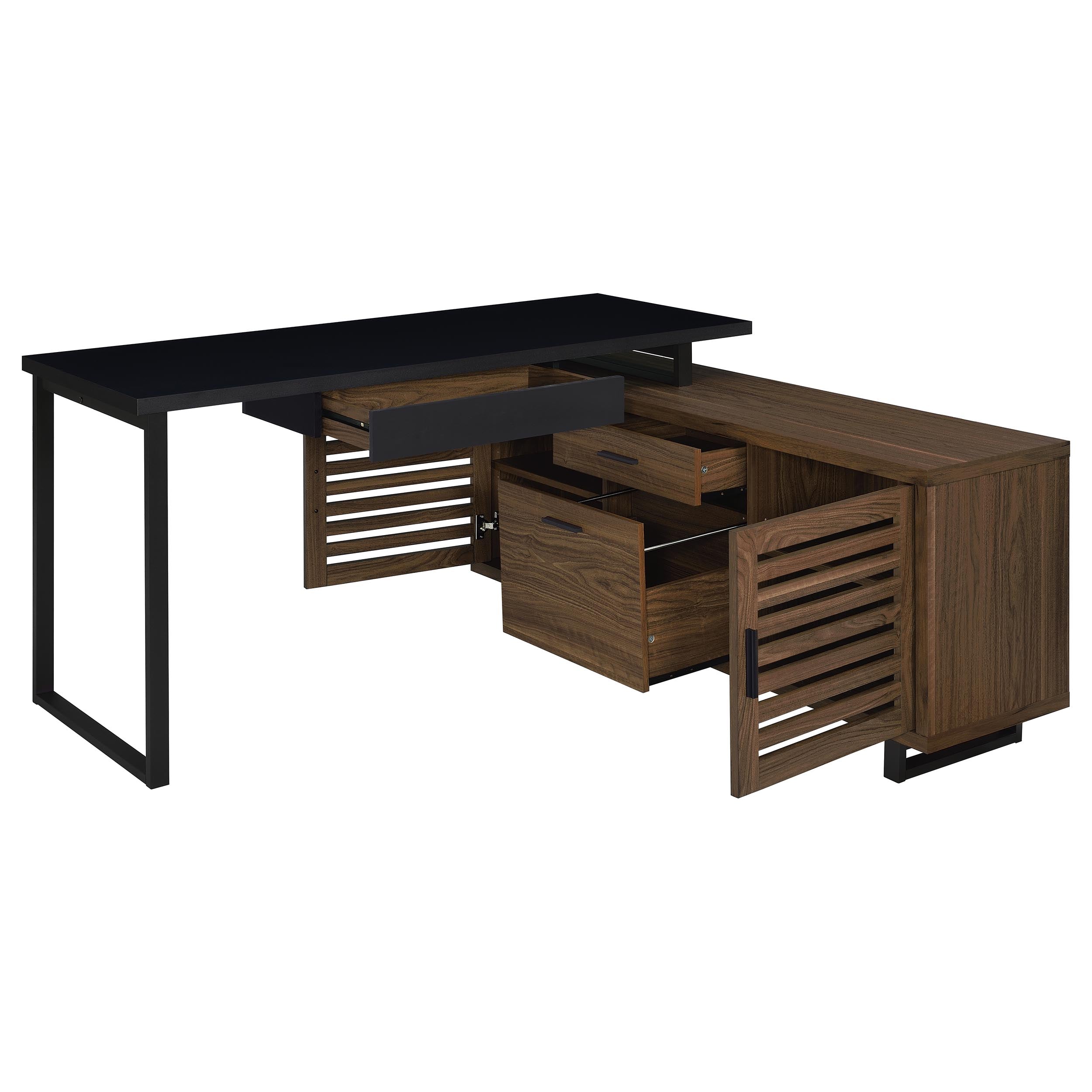 Maddox 60-inch L-Shape Office Computer Desk Black and Walnut-