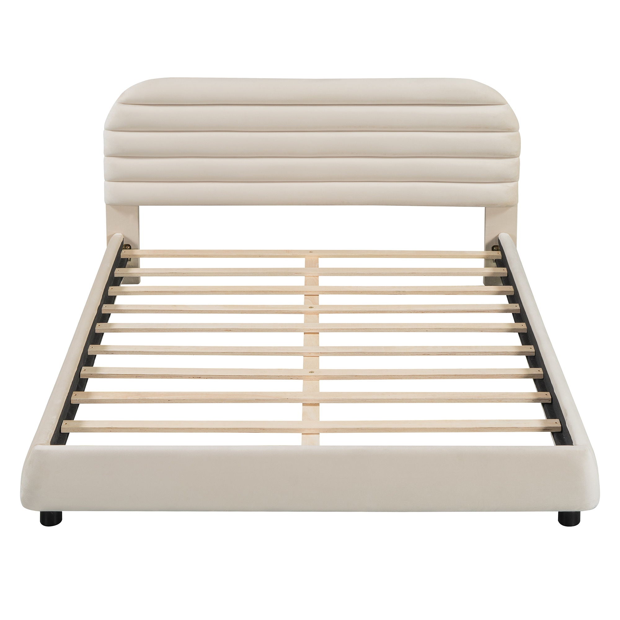 Upholstered Platform Bed Frame And Stylish Curve Shaped Design
