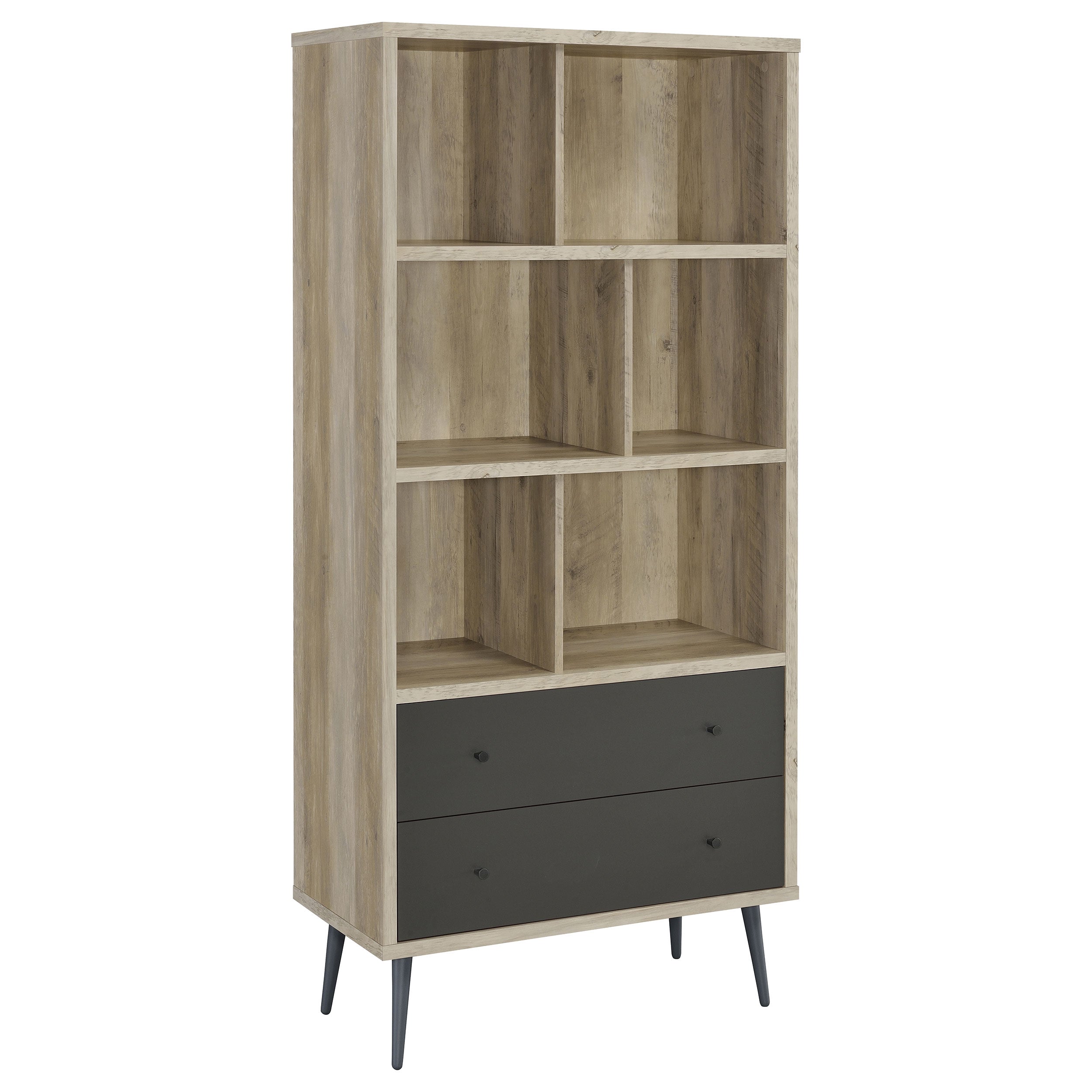 Maeve 70-inch 3-shelf Bookcase with Drawers Distressed Pine-