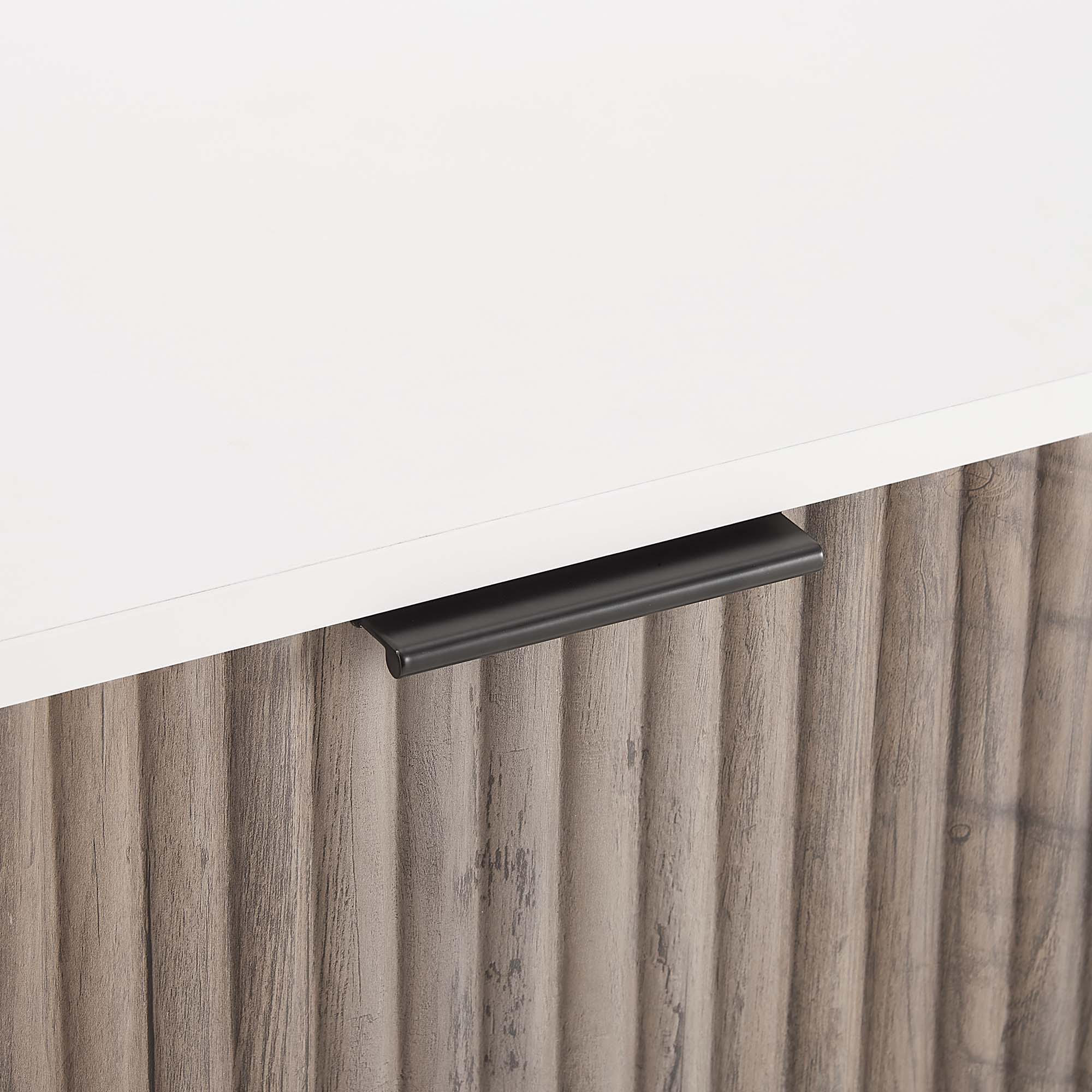 Dumbo - Fluted Nightstand With 2 Drawers - Gray / White